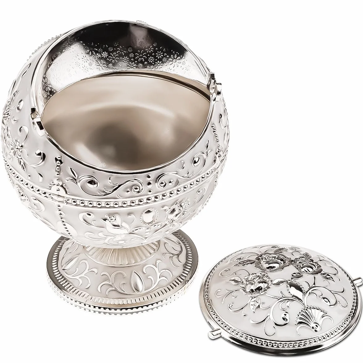 Popielniczka w stylu vintage, metalowa, z pokrywką, wiatroszczelna, srebrna, szklana, przenośna, do użytku wewnątrz i na zewnątrz, do hotelu, salonu, biura, dekoracyjne dzieła sztuki, prezent