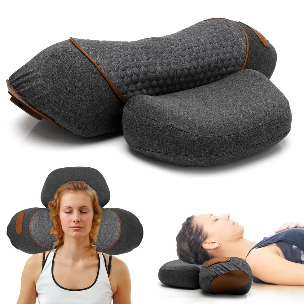 LOMUG Elektryczny masażer szyi z ciepłem Shiatsu 3 w 1 poduszka szyjna korektor ramion