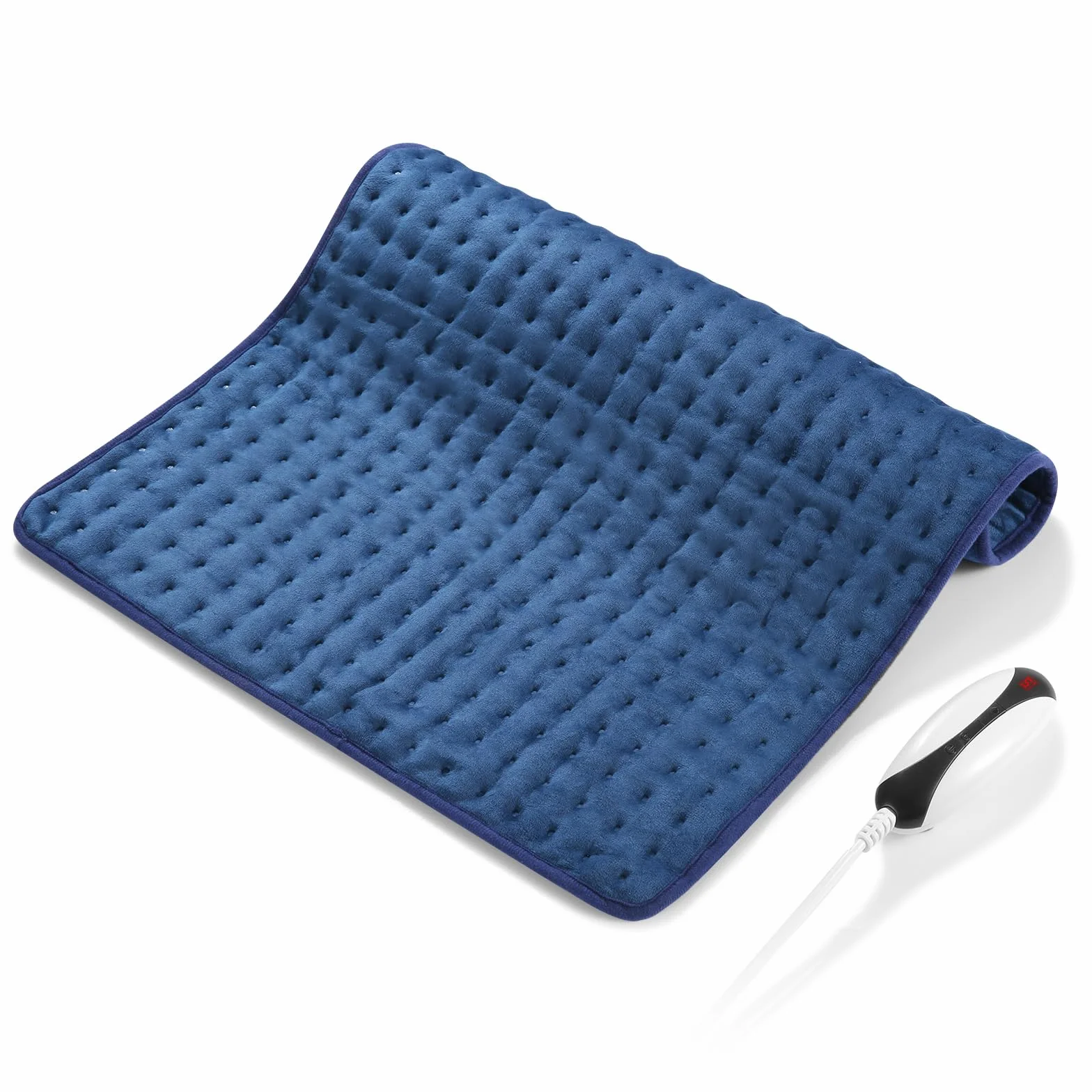 Elektryczna poduszka grzewcza z automatycznym wyłączaniem, 50 x 60 cm, z 5 technologiami szybkiego ogrzewania, ochrona przed przegrzaniem pleców, ramion, karku, ciemnoniebieska