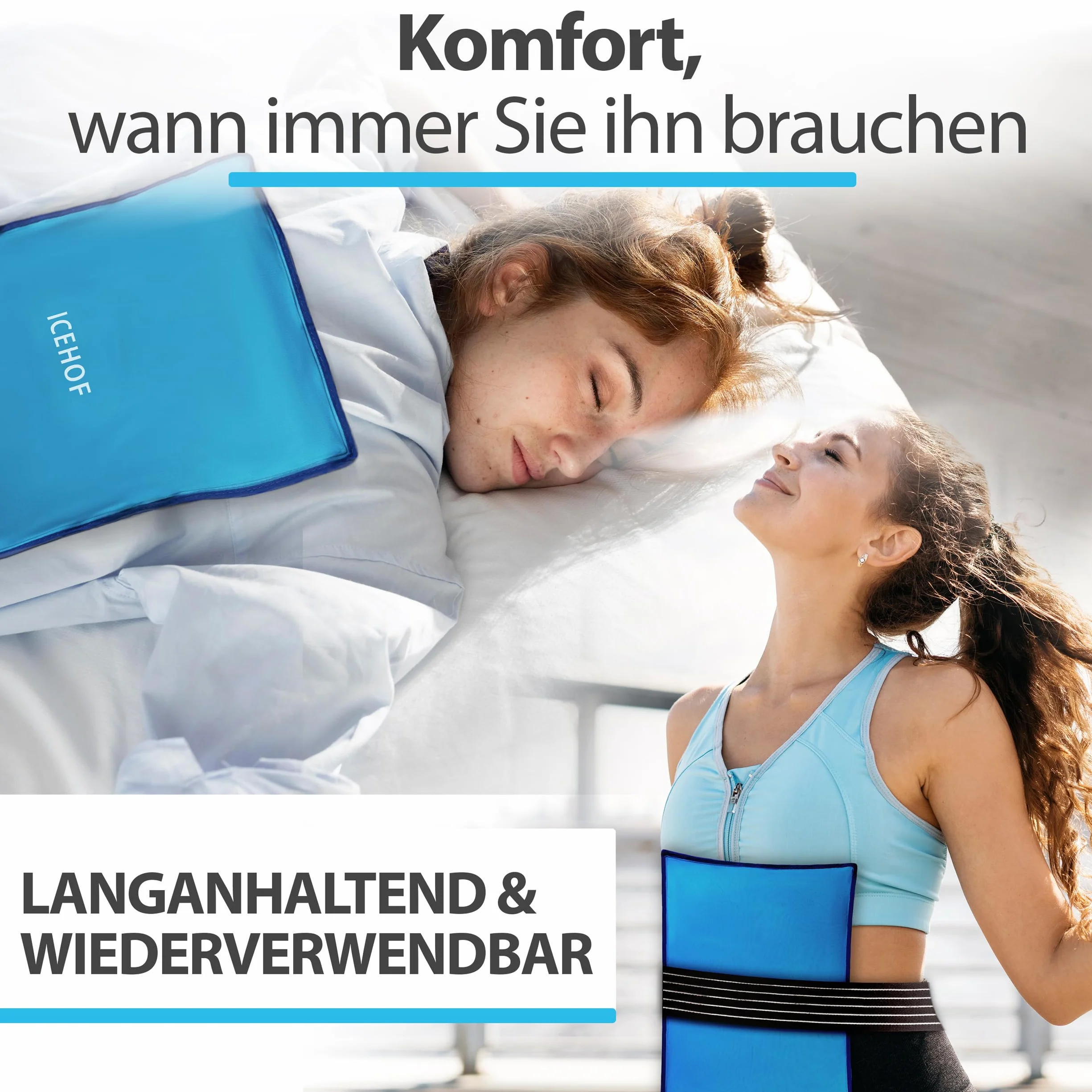 ICEHOF Kühlpads XXL Gel Kühlkissen Groß - Kuschelweich, Kühlakku Kühlpack Ice Pack Kältekompresse Eisbeutel Kühlbeutel Gelkissen Coolpack - 38 x 28 cm Kühlkompresse
