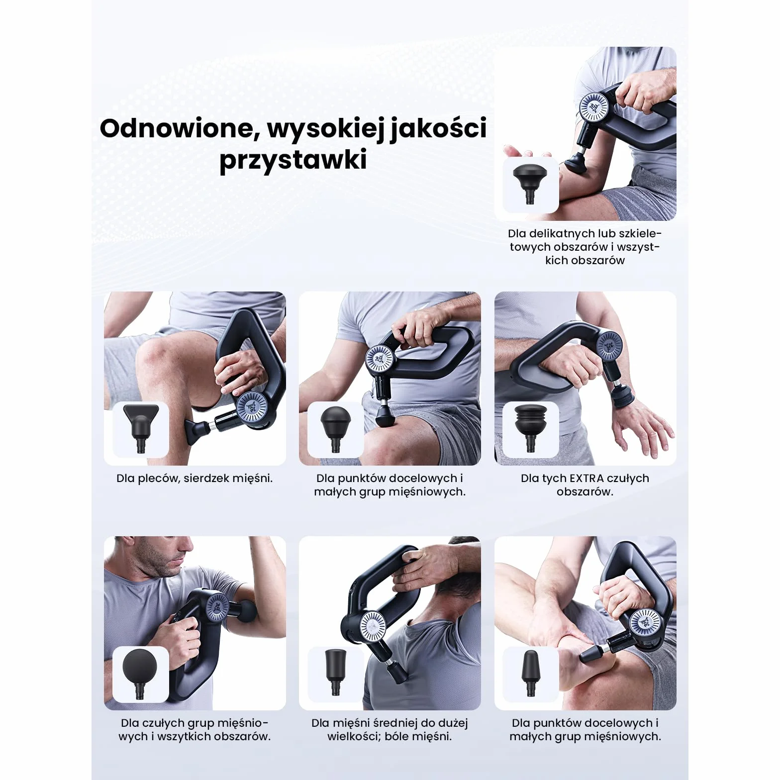 Bob and Brad D6 Pro Pistolet do Masażu, Profesjonalny do Głębokich Tkanek, Massage Gun z Wyświetlaczem OLED, 7 Nakładek, 6 Prędkości (1500-2500 RPM), na Bóle Mięśni i Relaksacyjny