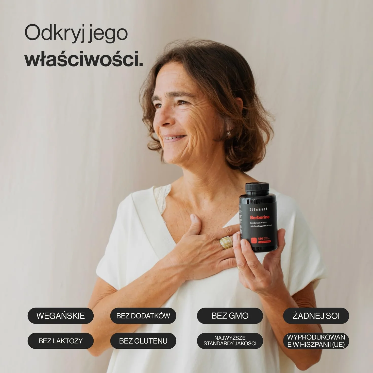 Berberyna, 120 kapsułek wegańskie | z Czarny Pieprz i Chromem | Najlepszy ekstrakt z Berberis aristata | Wegańskie, bez GMO, bezglutenowe | Zenement