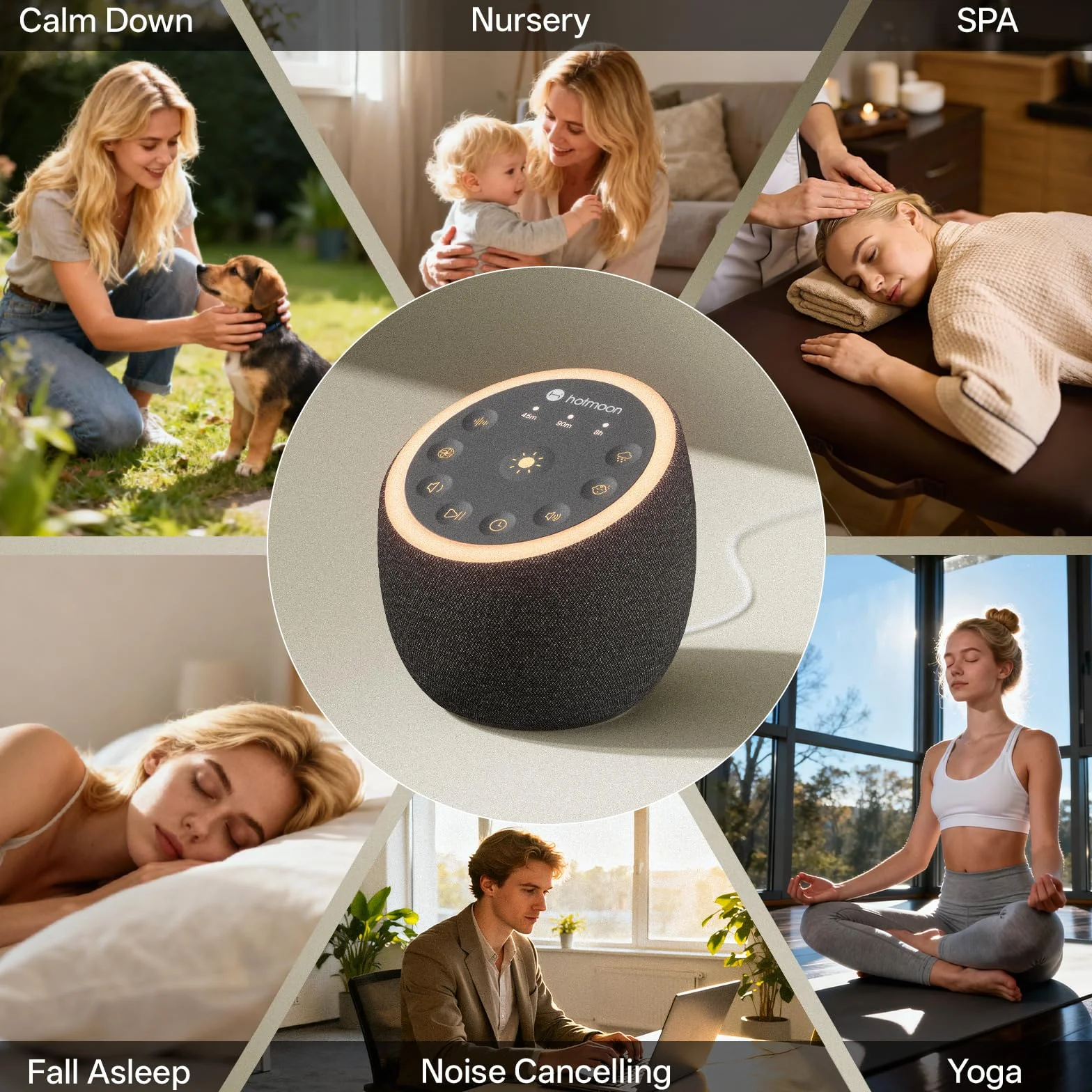 Hotmoon Maszyna dźwiękowa 40 dźwięków biały dźwięk lampka nocna USB