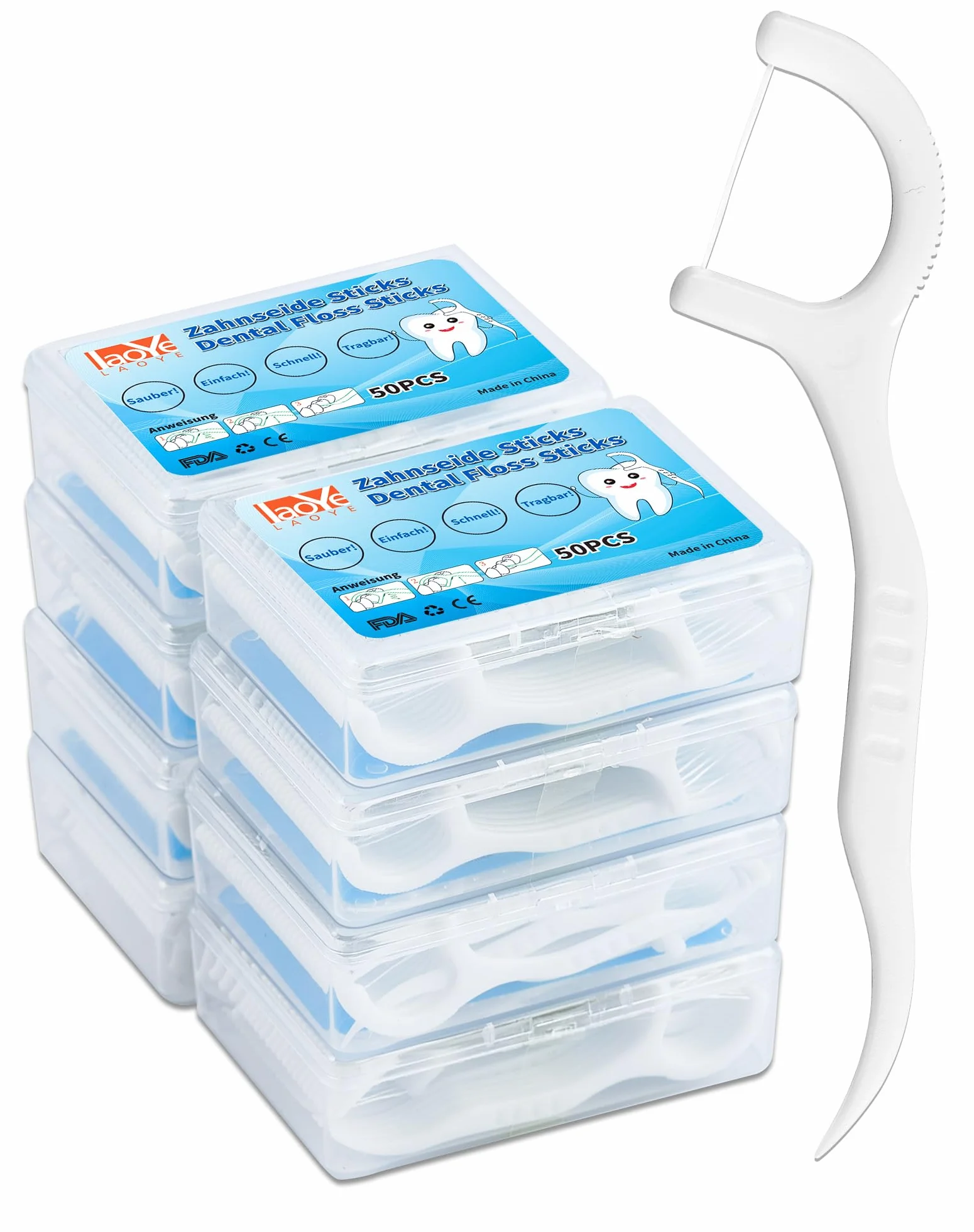 400 sztuk nić dentystycznej LAOYE Dental Floss Patyczki do czyszczenia zębów, z wykałaczką, jednorazowe