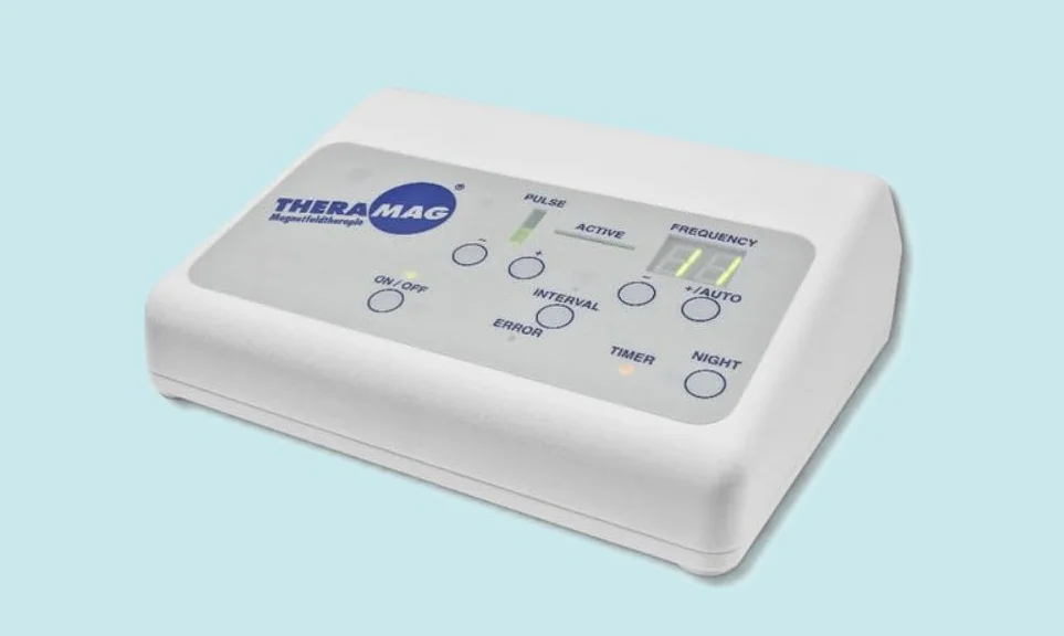 NOWOŚĆ: Terapia polem magnetycznym THERAMAG PROFESSIONAL Terapia magnesem / Terapia polem magnetycznym w tym kontroler i mata materiałowa + Akcesoria do wyboru: Poduszka + mankiet niedrogi - Niebieski