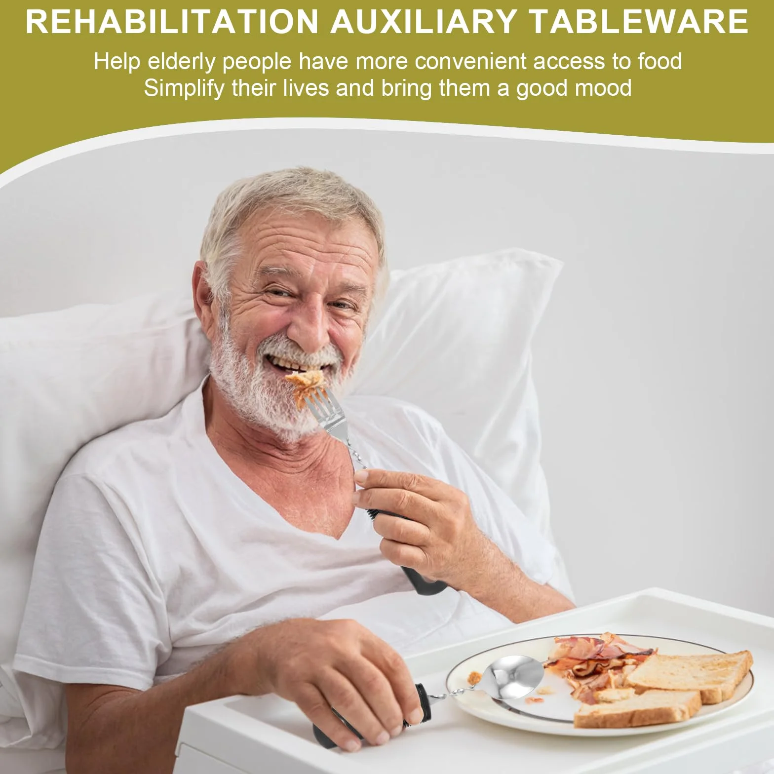 4 szt. Łyżka na sztućce Parkinson Gruby uchwyt Łatwy uchwyt Widelec Widelec Dieta Łyżka Anty Drżenie Składane dla osób starszych Parkinson i osób cierpiących na wstrząsy