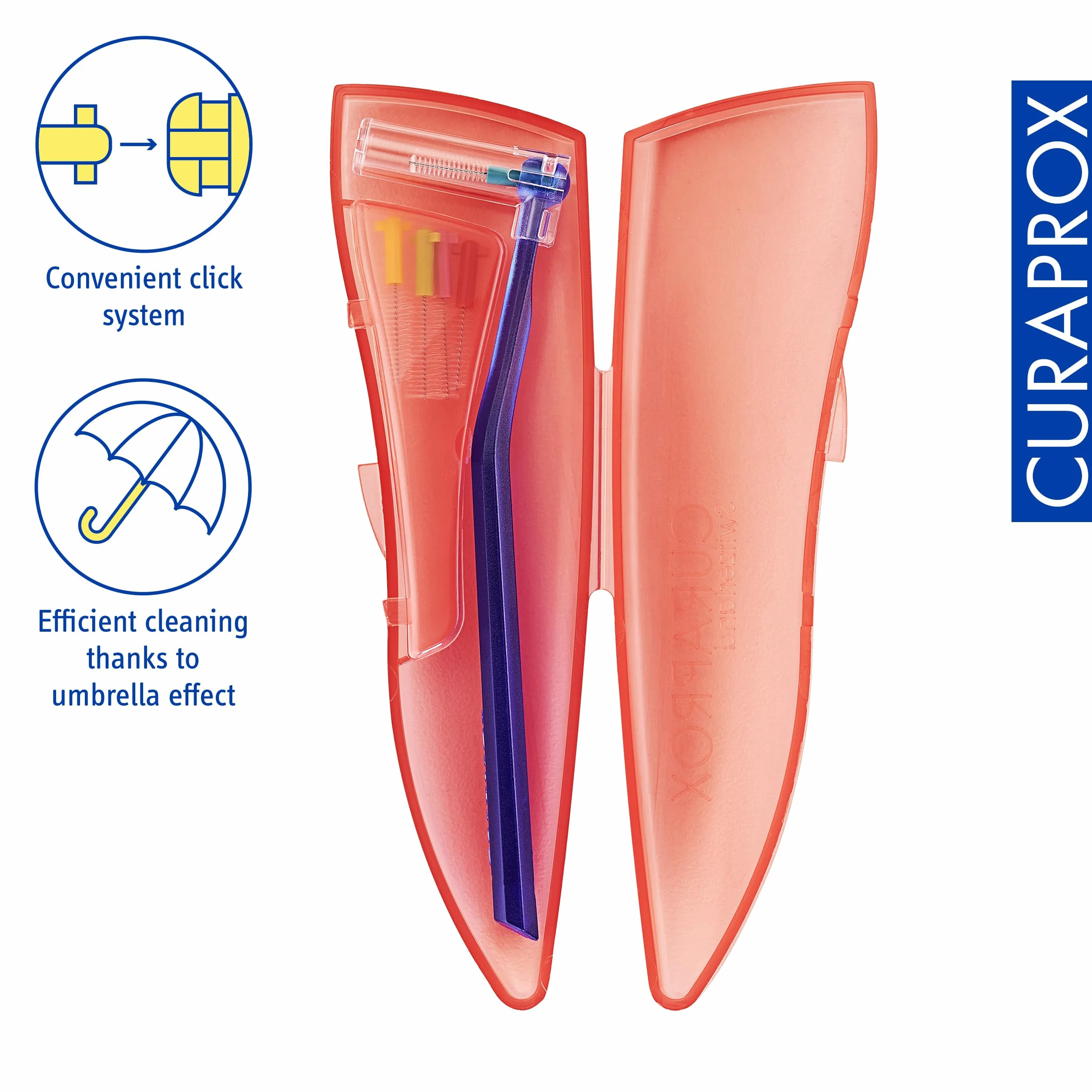 Curaprox Zestaw Szczotek międzyzębowych CPS 459 Prime Pocket Kit-do skutecznego czyszczenia wąskich przestrzeni/zawiera uchwyt i 5 rozmiarów szczotek/Made in Switzerland
