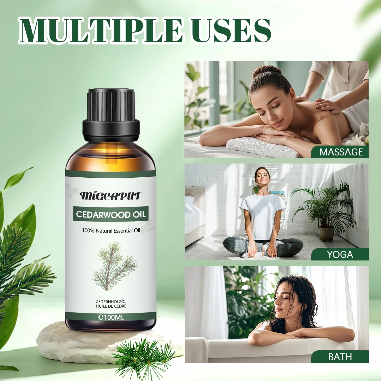 Olejek Eteryczny z Drzewa Cedrowego 100ML 100% Naturalny do Aromaterapii i Masażu