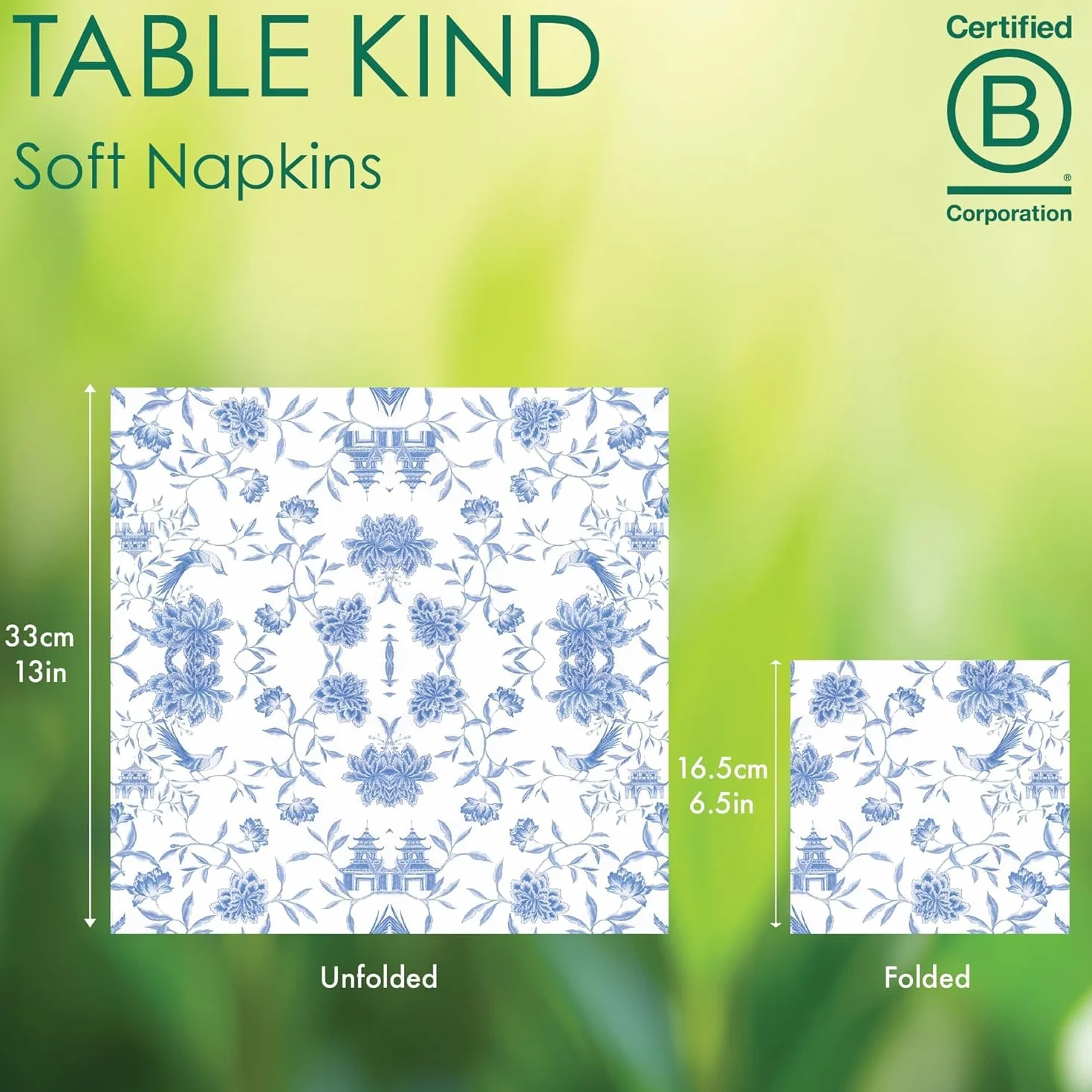 Talking Tables 100 szt. Chinoiserie niebieskie miękkie papierowe serwetki na urodziny, wesele, Boże Narodzenie, catering, naczynia, jednorazowe, nadające się do recyklingu, wyprodukowane w UE,
