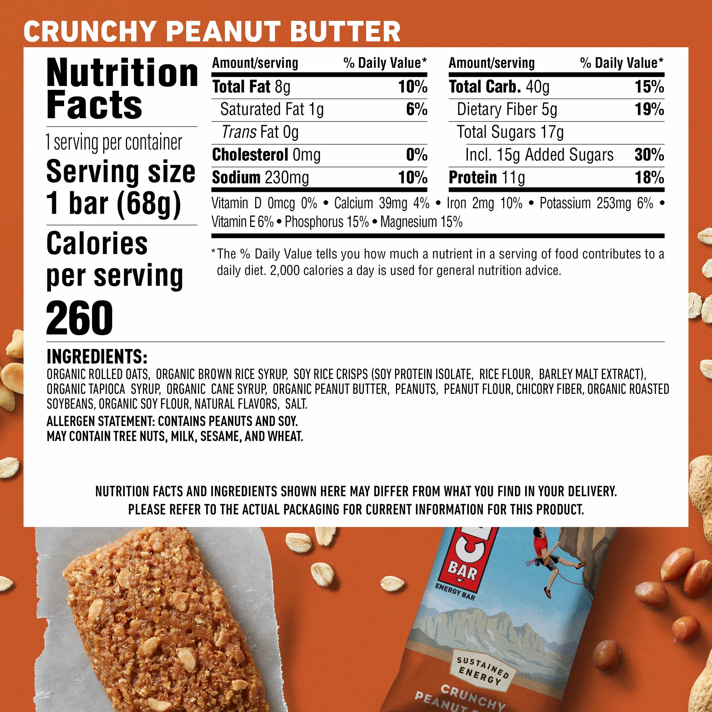 Clif Bar Crunchy Peanut Butter Energy Bars, 12 barów
