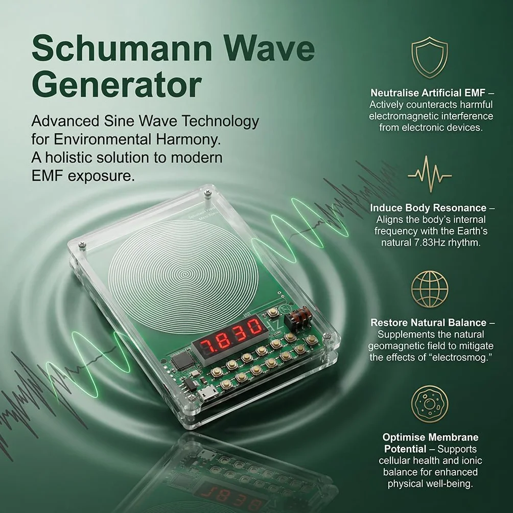 Generator częstotliwości Schumann 7,83 Hz, regulowany od 0,01 Hz do 10000 Hz z akrylową obudową fali sinusoidalnej o bardzo niskiej częstotliwości, łagodzący stres, relaks, medytacja snu Yog