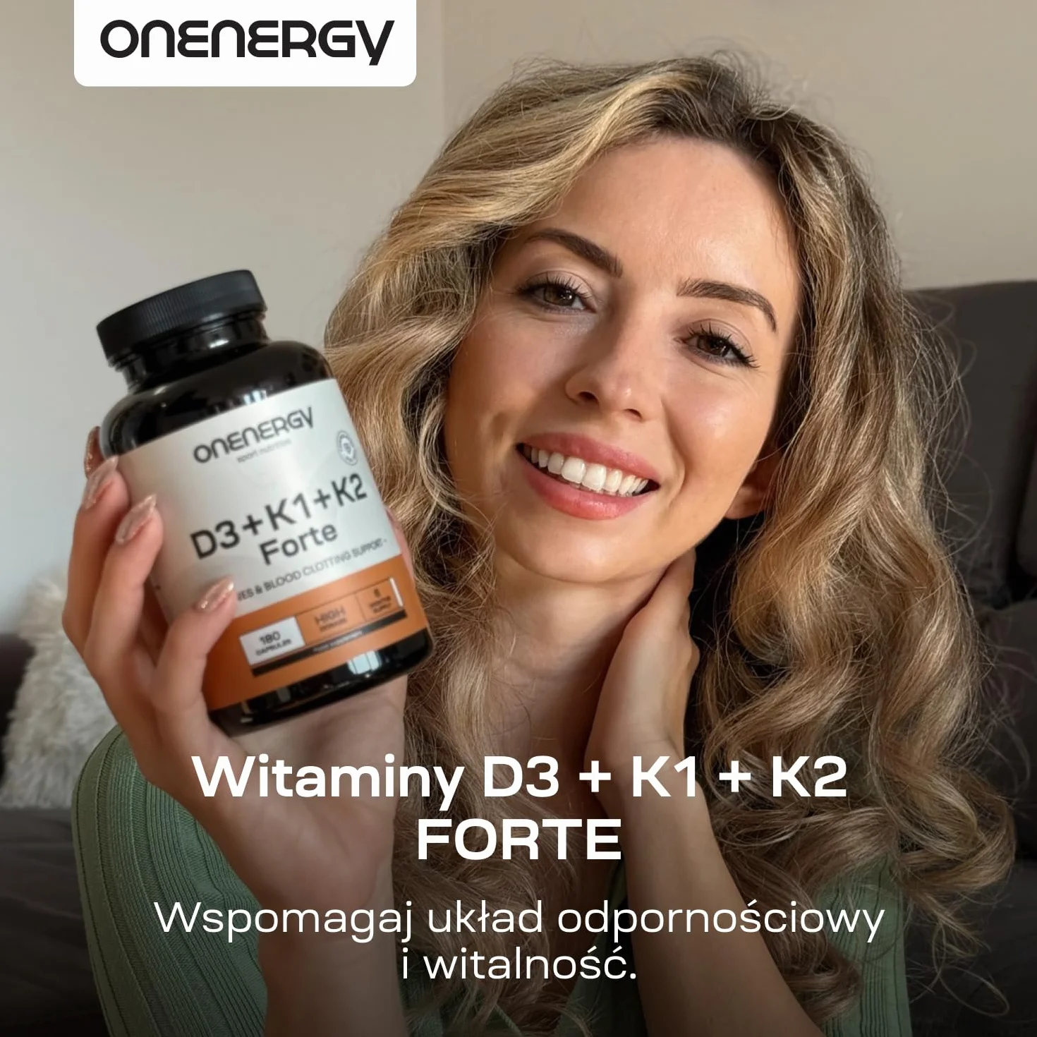 Witaminy D3 + K1 + K2 FORTE od OnEnergy - 180 kapsułek roślinnych - Wsparcie kości, mięśni i układu odpornościowego - Synergia witamin - Wsparcie krzepnięcia krwi - Zapas na 6 miesięcy