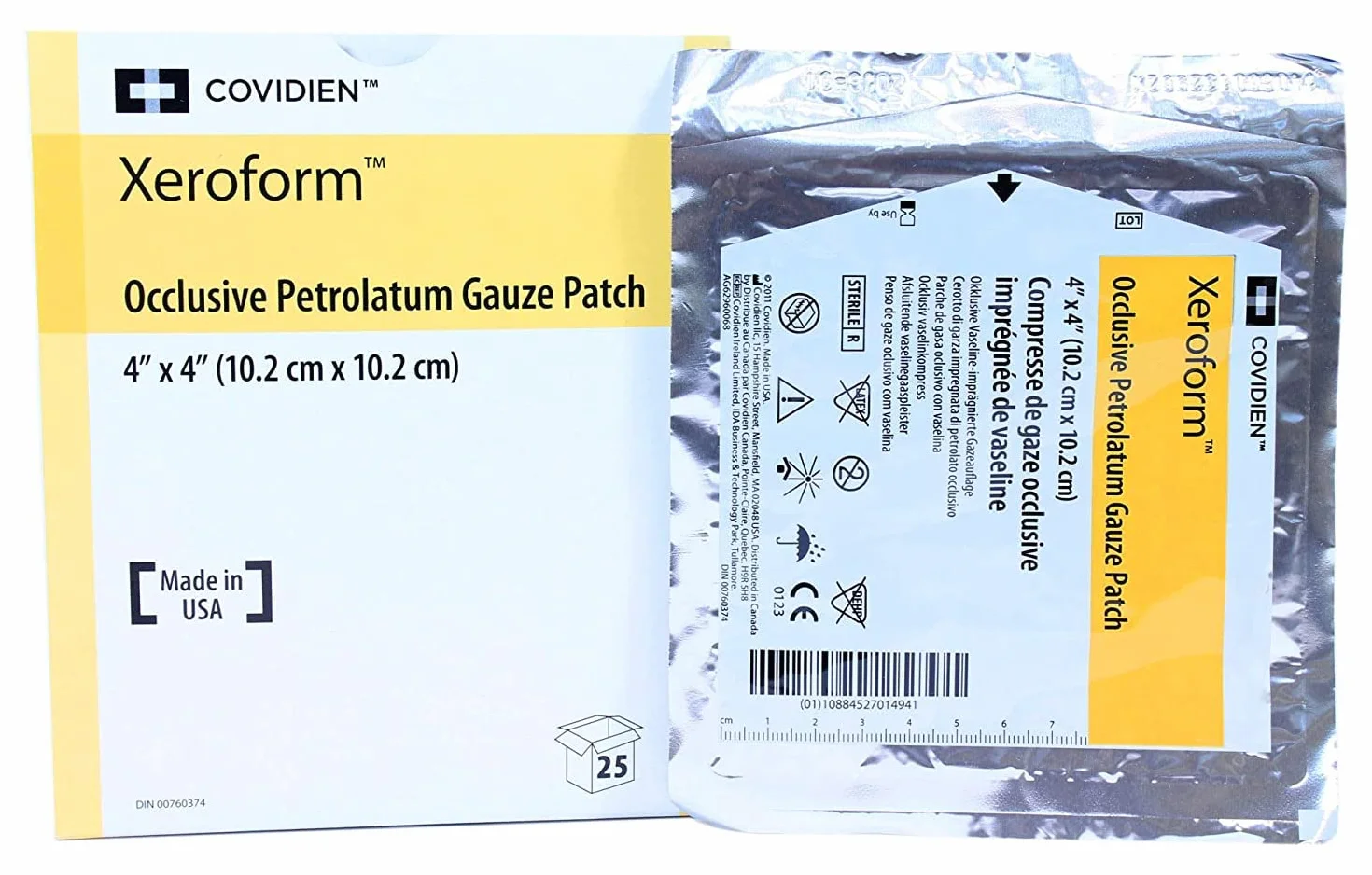 Xeroform Naszywka opatrunkowa z petrolatum - 10 x 10 cm, 25 ea (1 opakowanie)