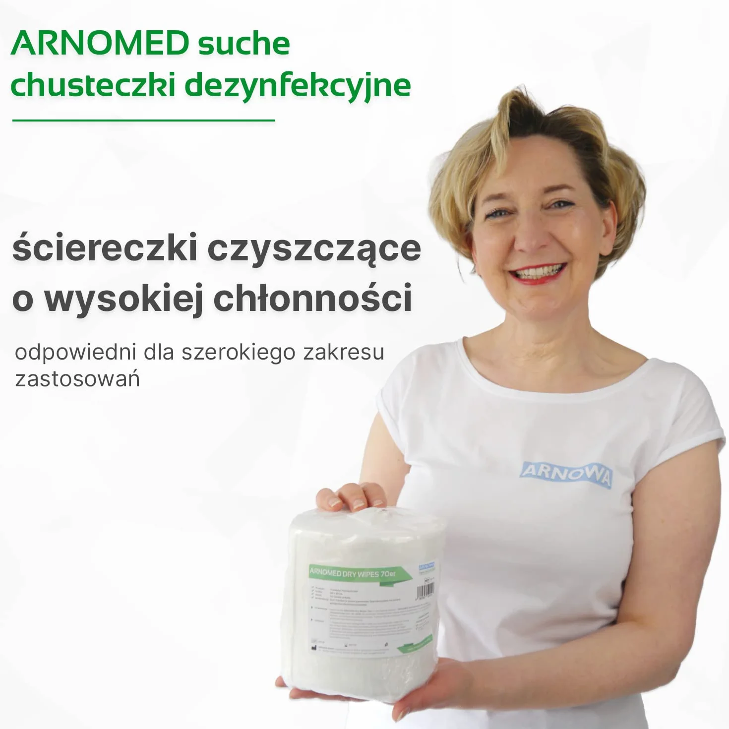 ARNOMED suche chusteczki dezynfekcyjne 70 arkuszy w rolce z włókniny