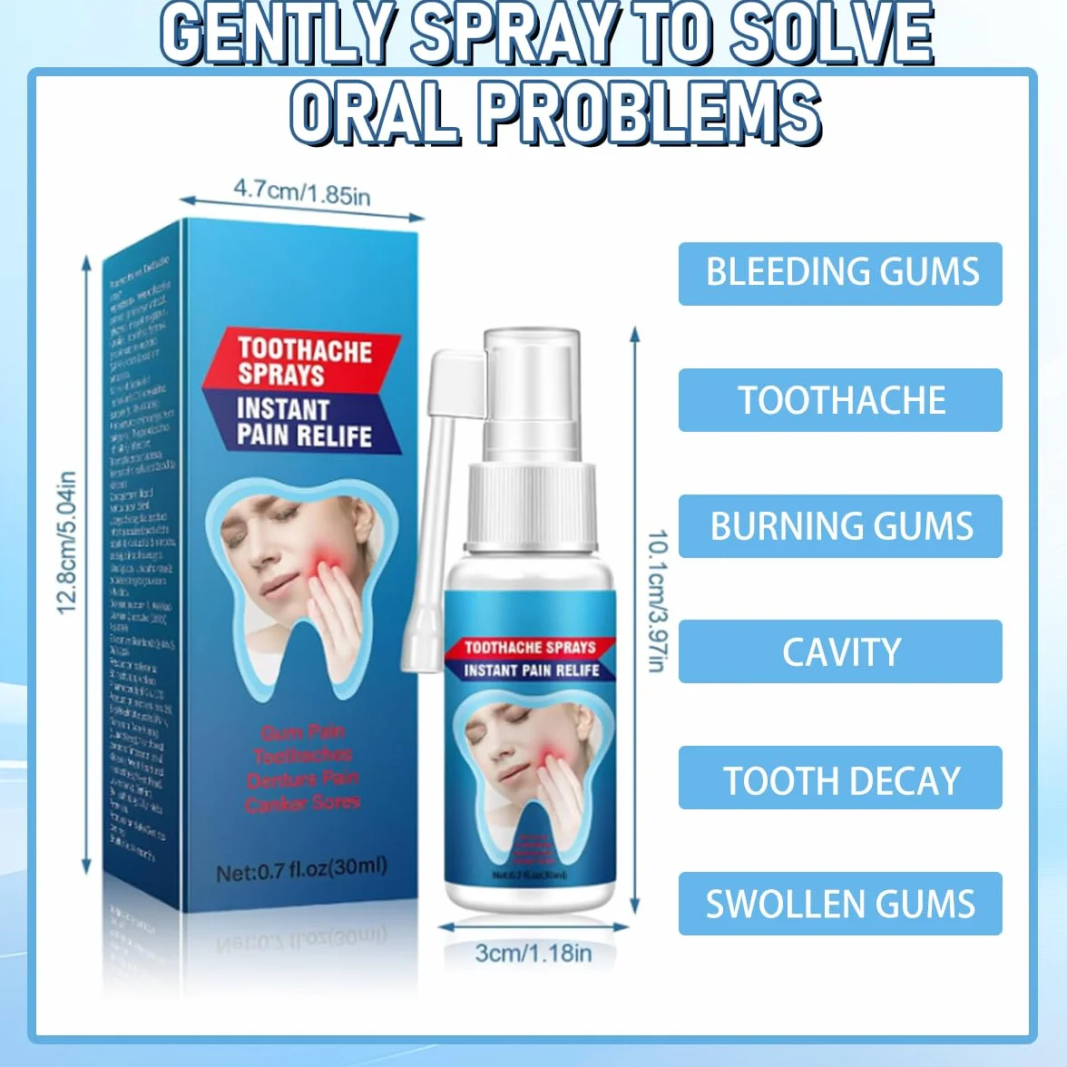 Spray do natychmiastowej naprawy bólu zębów, przenośny spray do usuwania bólu zębów, spray łagodzący ból zębów, spray łagodzący ból dziąseł (2 sztuki)