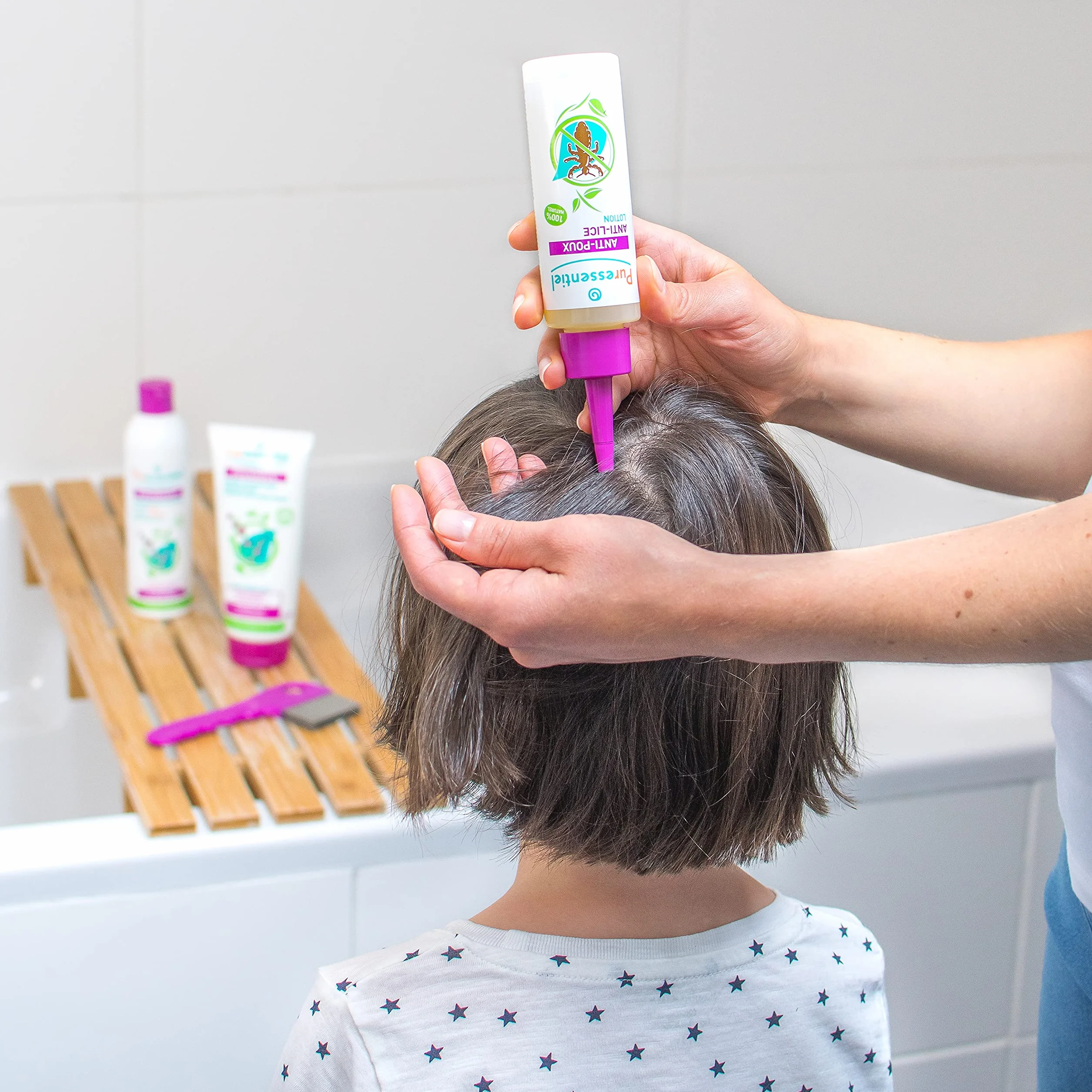 Puressentiel Balsam do leczenia wszy głowowych i grzebień na wszy, zabija 100% wszy, w zaledwie 10 minut, 100% naturalna formuła, łatwy do nałożenia, balsam 100 ml, dla dzieci i dorosłych, bez