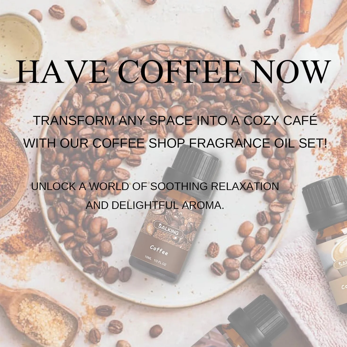 SALKING Café zestaw olejków eterycznych, zestaw prezentowy do aromaterapii, czyste olejki zapachowe do dyfuzora, lampy zapachowe, nawilżacz powietrza, 6 x 10 ml (naleśniki jagodowe, kawa, latte