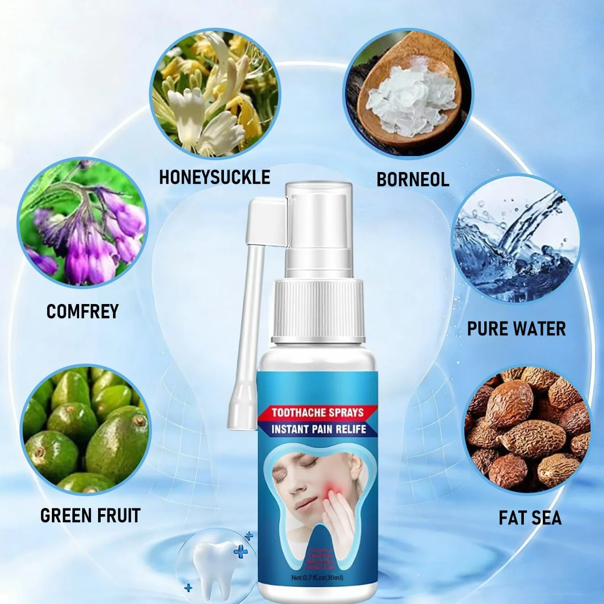 Spray do natychmiastowej naprawy bólu zębów, przenośny spray do usuwania bólu zębów, spray łagodzący ból zębów, spray łagodzący ból dziąseł (2 sztuki)