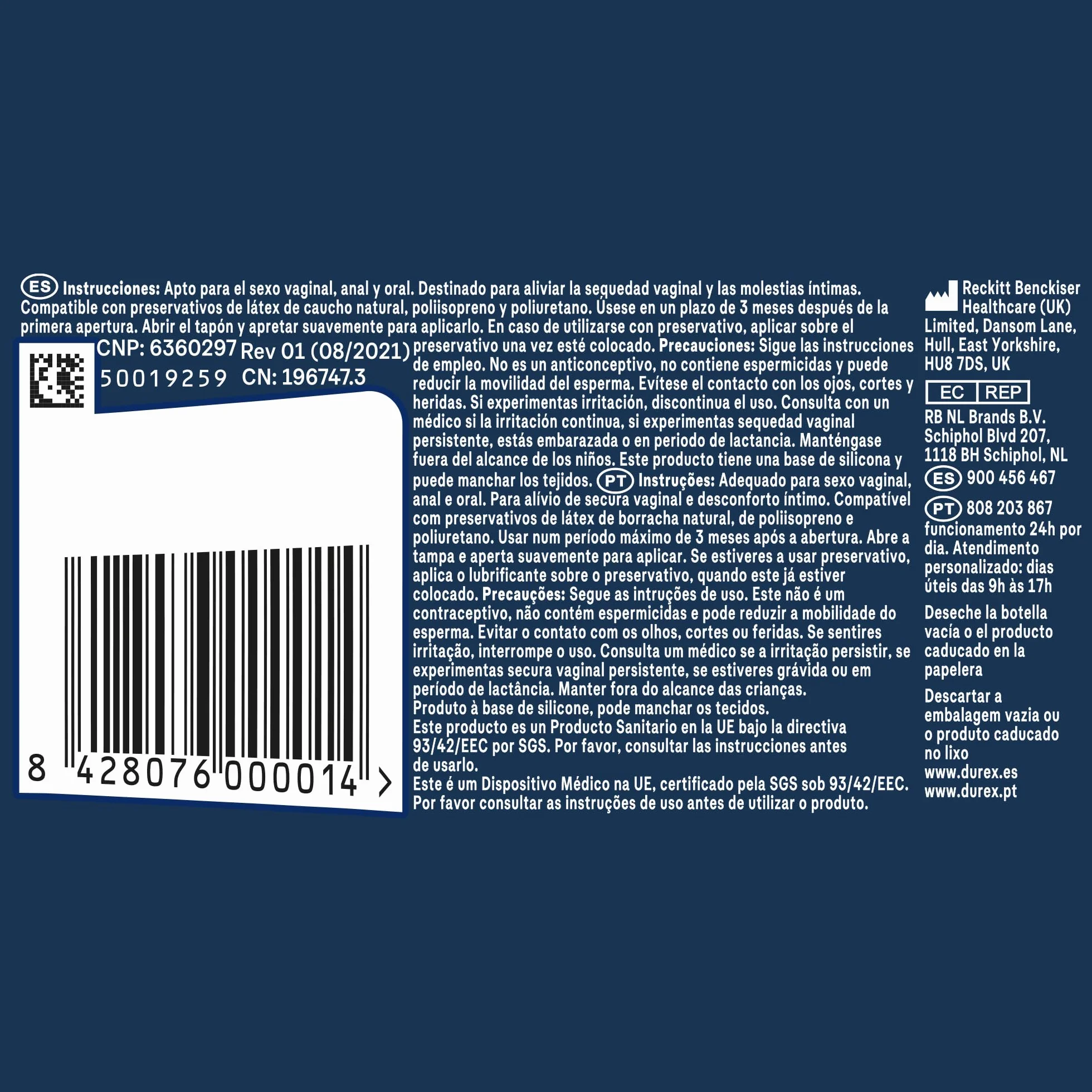 Durex, Perfect Connection Silikonowy smar bazowy, trwałe smarowanie, nadaje się również do seksu , 50 ml