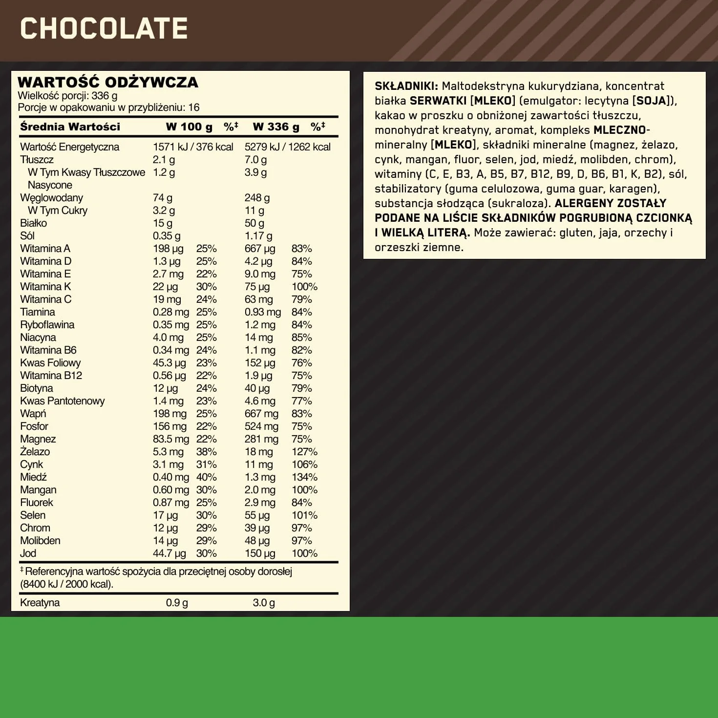 Optimum Nutrition Serious Mass Wysokokaloryczna Odżywka Białkowa, Gainer na Wzrost Masy Mięśniowej, 25 Witamin i Minerałów, Monohydrat Kreatyny i Glutamina, Smak Czekoladowy, 16 Porcji, 5,45 kg