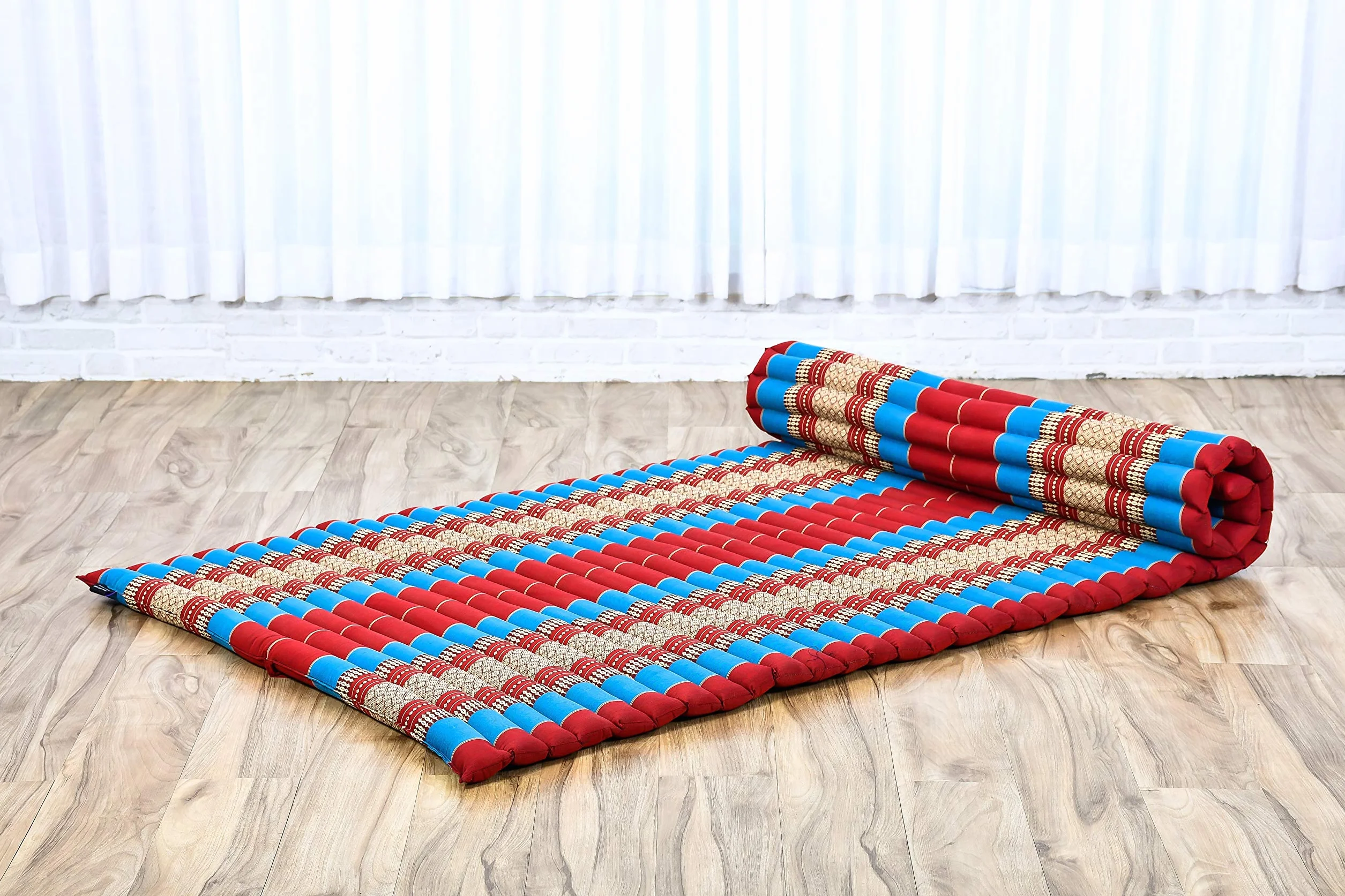 Leewadee Szeroka Rolowana Tajska Mata 190 x 100 cm Kapok Masaż Tajski Alternatywa Futon