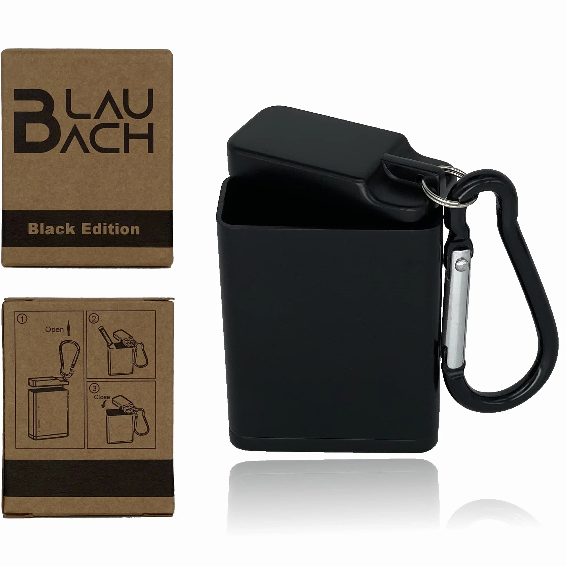 BLAUBACH Black Edition Popielniczka kieszonkowa przenośna bezzapachowa czarna