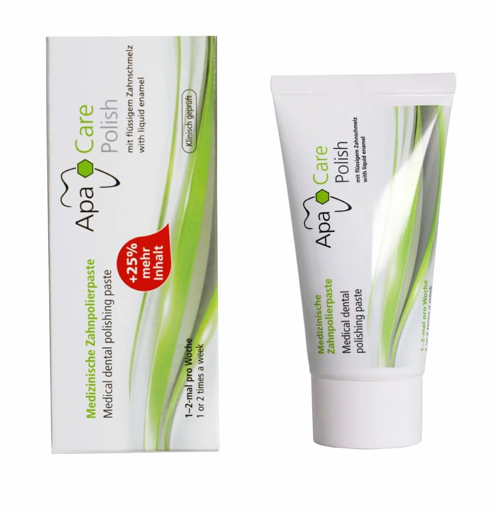 Apa Care Polish 3 Tuben | Zur Entfernung von Zahnbelägen durch Kaffee, Tee und Rotwein | Mit medizinischem Hydroxylapatit | flüssiger Zahnschmelz | Für strahlend weiße Zähne | 3 x 25 ml