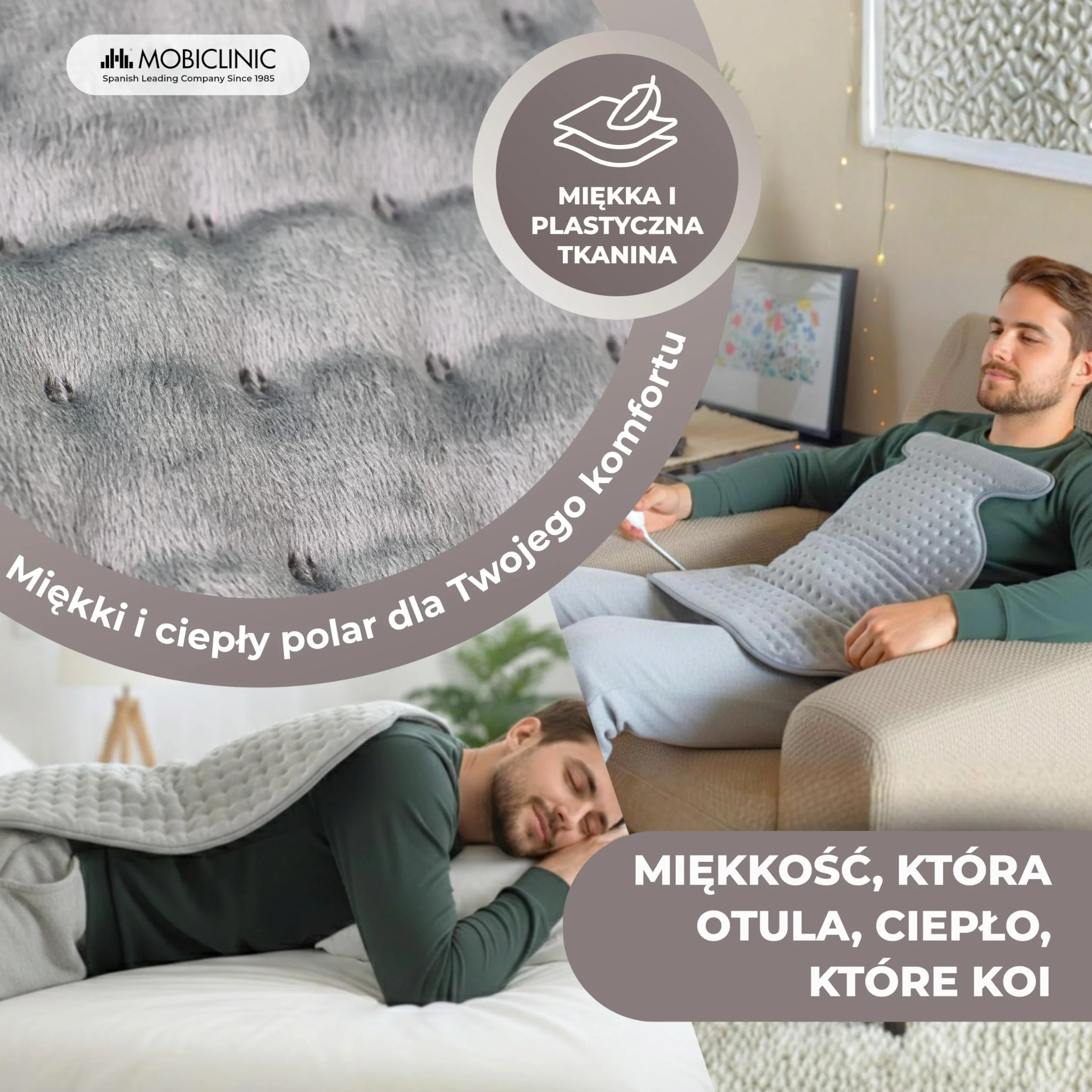 Grzbietowych i szyjny poduszka elektryczna | 62x43 cm | 3 ciepła | Auto Off | Mobiclinic