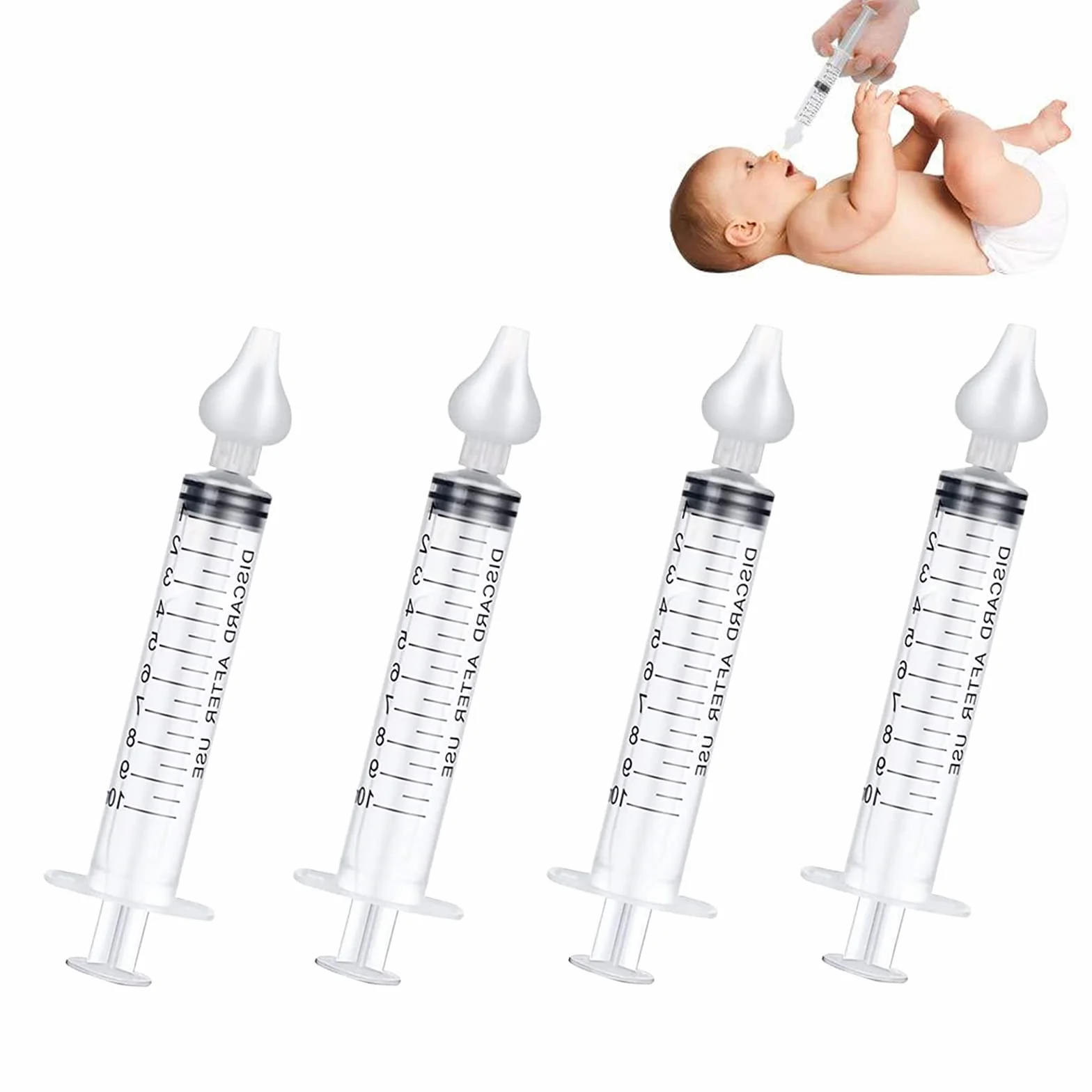 4 sztuki strzykawek do płukania nosa dla dzieci, 10 ml, profesjonalne płukanie nosa, wielokrotnego użytku, do płukania nosa, bezpieczne, wygodne