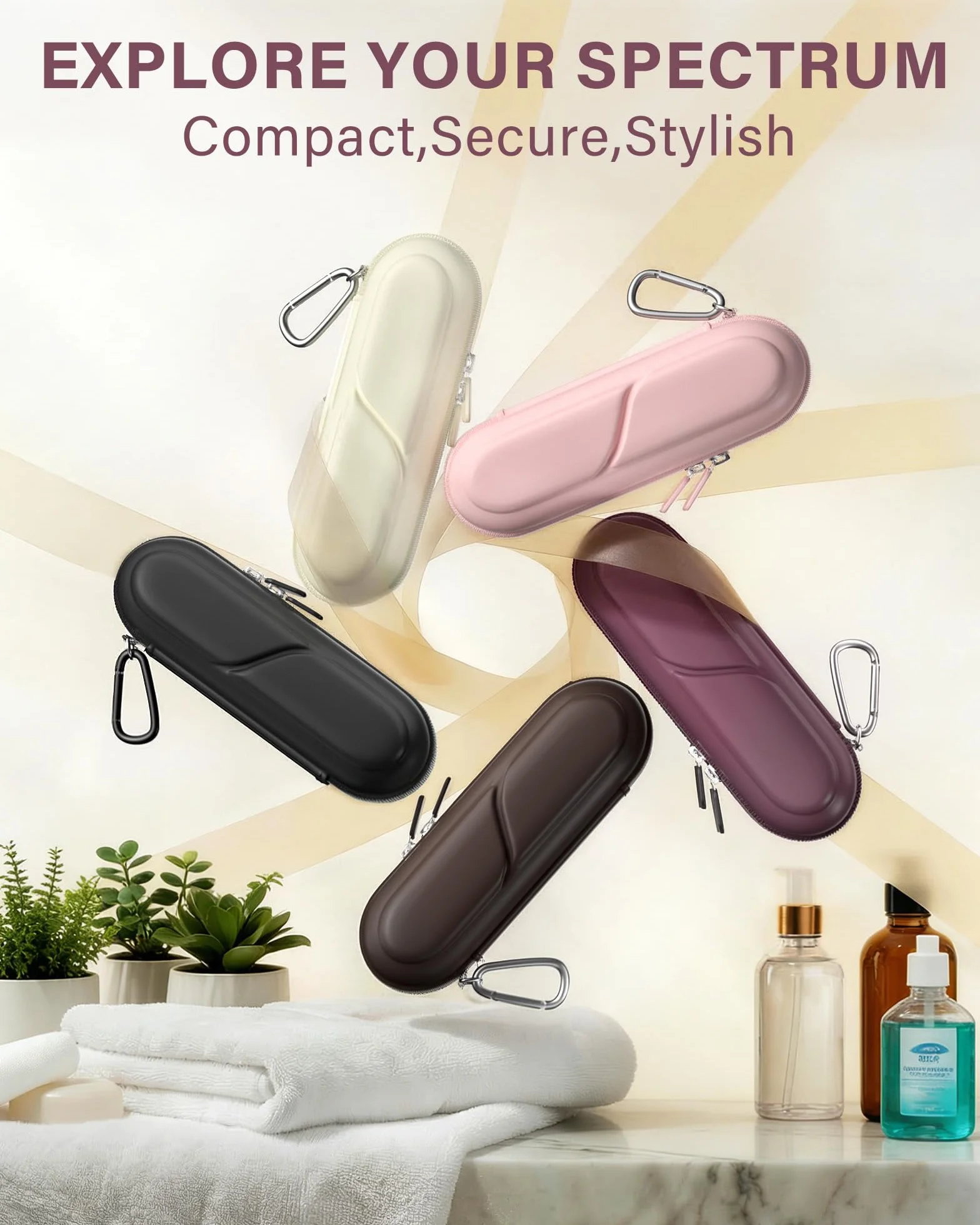ProCase Etui na elektryczną szczoteczkę do zębów Oral-B Pro/Smartseries/iO Series/Phlips Sonicare, kompaktowy podróżny organizer ochronny na szczoteczki do zębów, pomieści akcesoria, śliwkowy