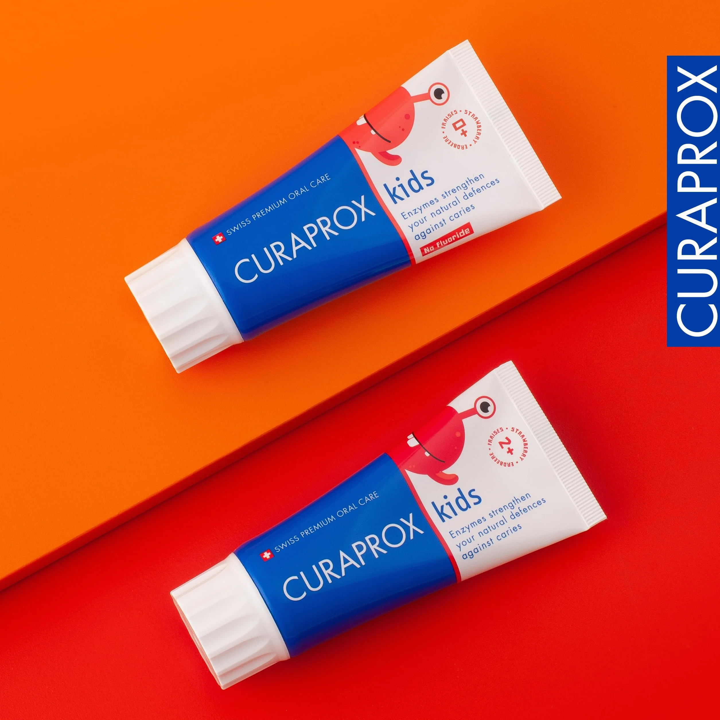 Curaprox kids Pasta do zębów – wiek 2+ / smak truskawkowy/chroni zęby mleczne fluorem 950 ppm/delikatna formuła / 60 ml/Made in Switzerland