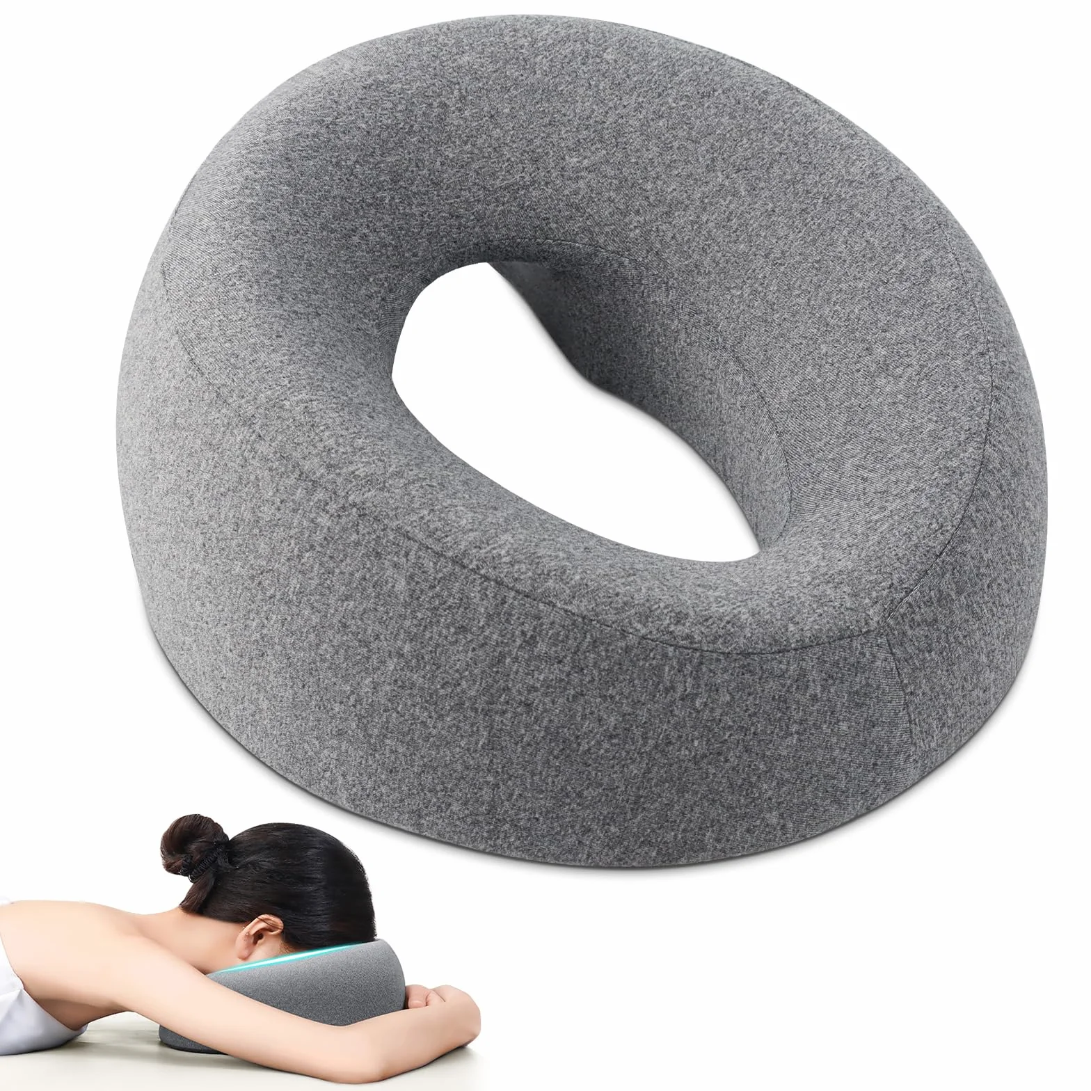 Poduszka w kształcie litery U oddychająca do masażu ciemnoszara