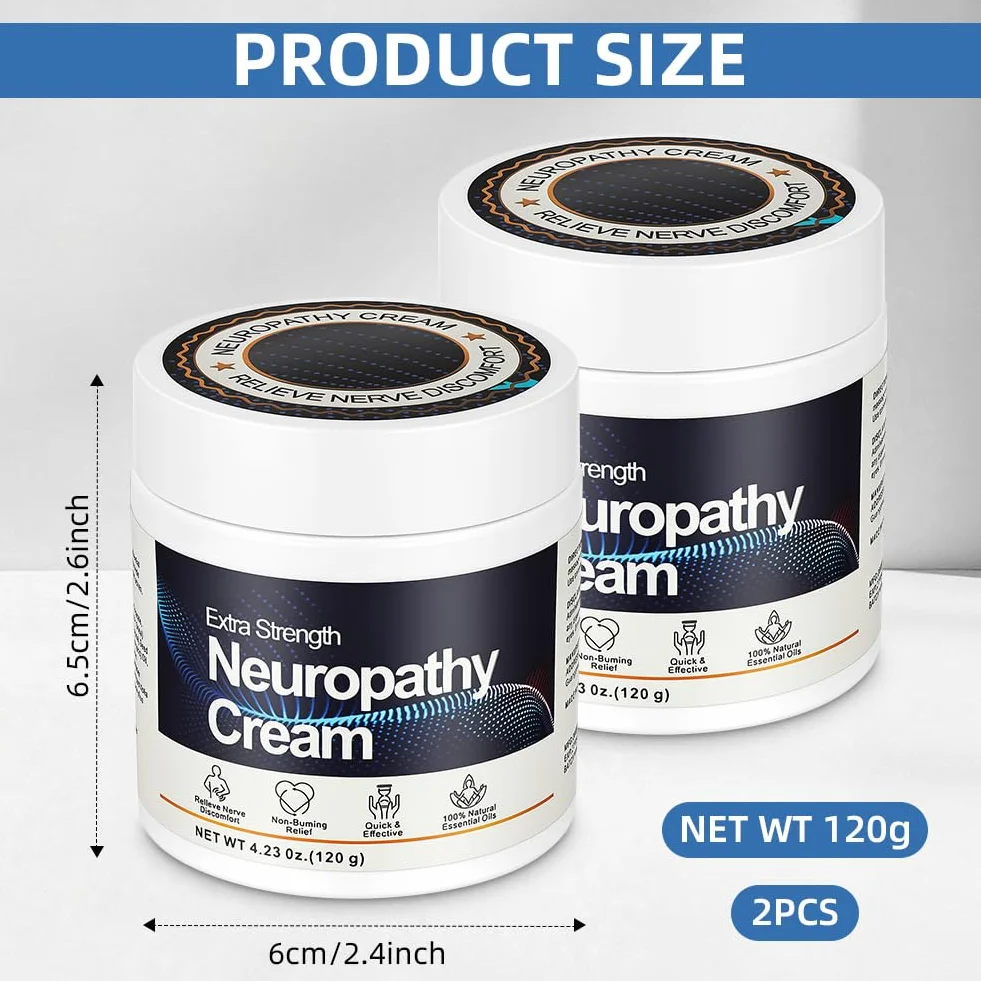 LOPHE Krem łagodzący nerwy, 120 g x 2 Krem uspokajający nerwowy neuropatię, krem łagodzący dyskomfort mięśni i stawów, zmniejsza mrowienie i drętwienie, naturalna formuła, bez tłuszczu