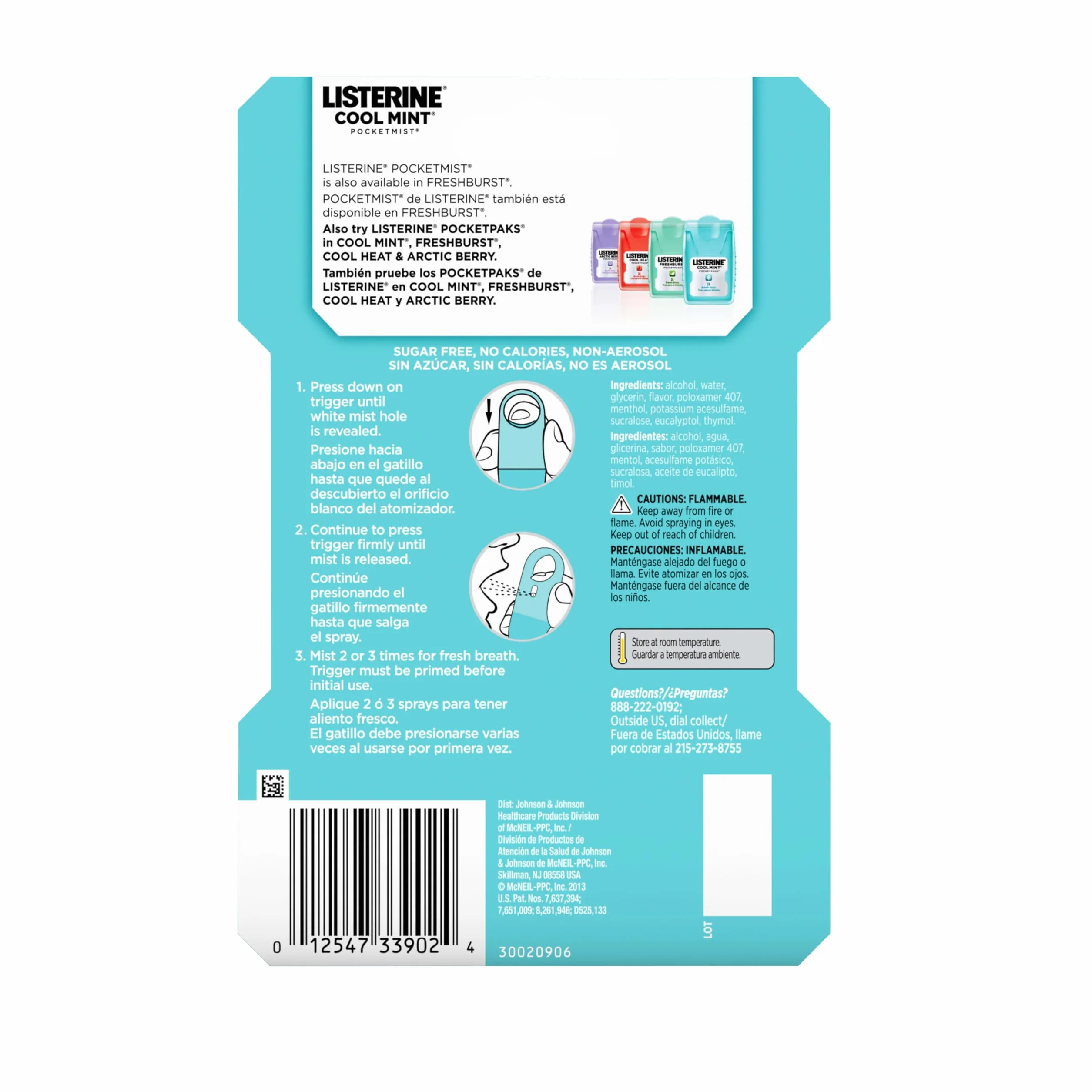 Listerine Cool Mint Pocketmist dozownik świeżego oddechu 2 sztuki