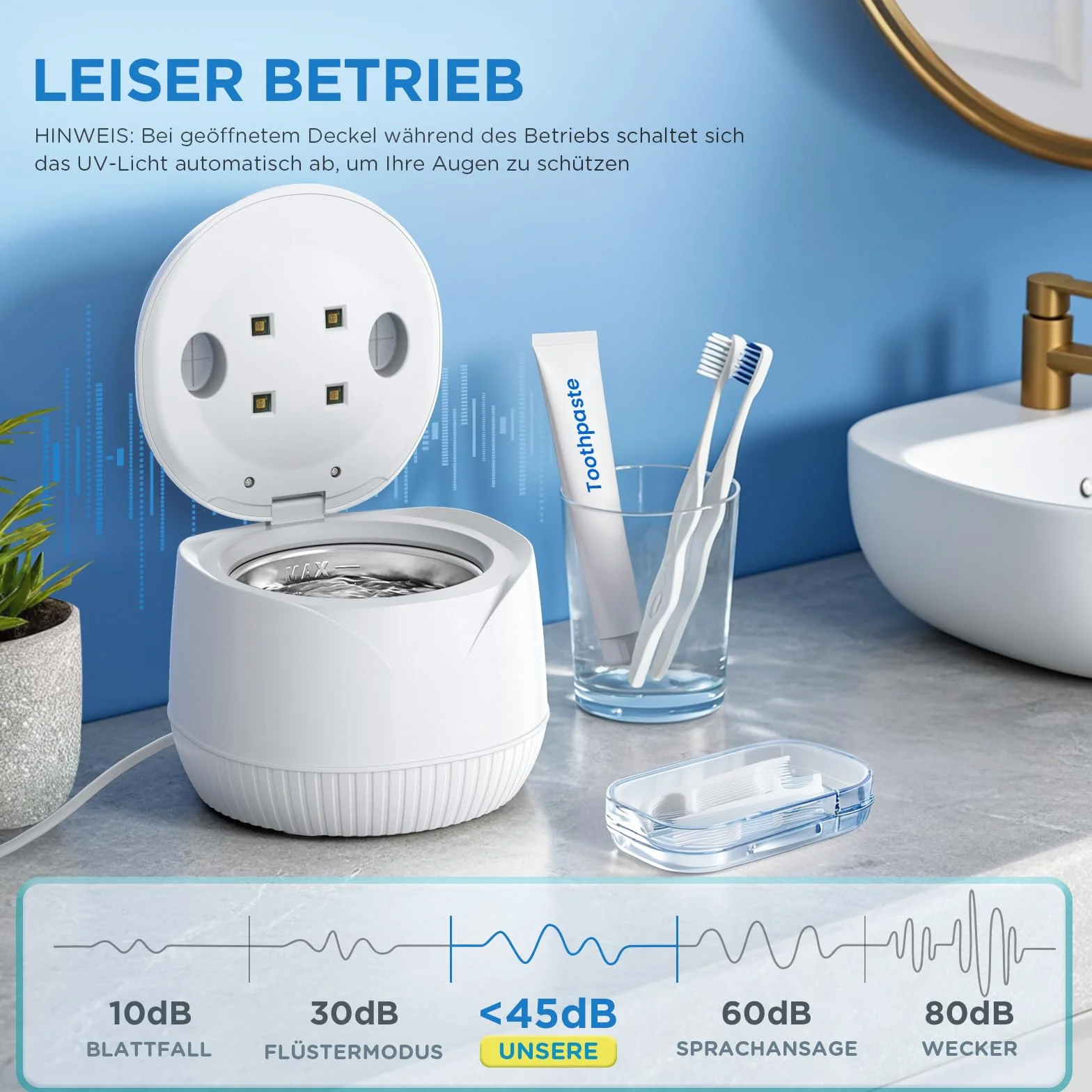 Urządzenie do czyszczenia ultradźwiękowego 45000 Hz, ultradźwiękowy środek czyszczący UV 200 ml Dental Pod - ultradźwiękowy środek czyszczący do protez zębowych, aparatów ortodontycznych,