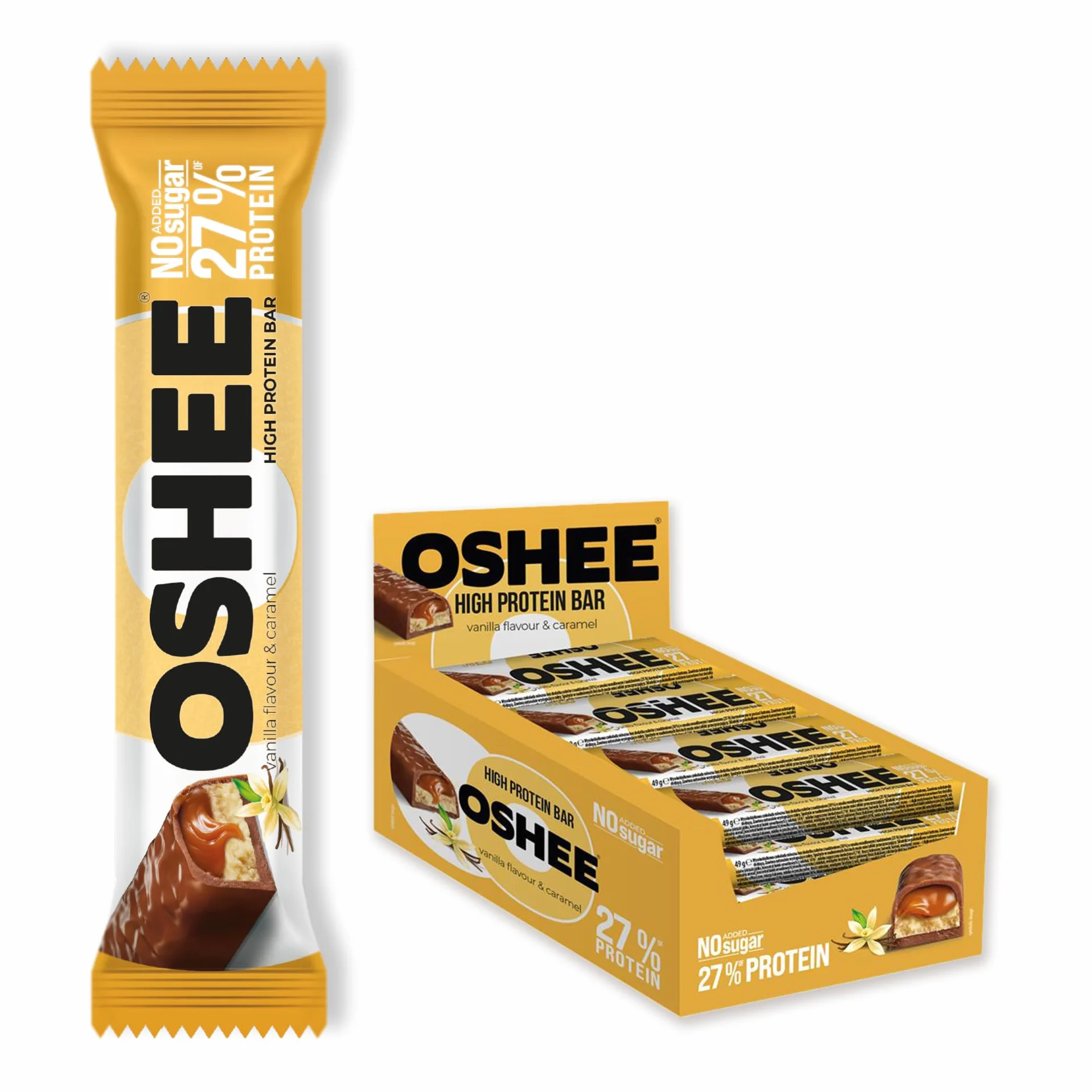 Baton proteinowy Oshee wanilia i karmel 49g (12 sztuk)