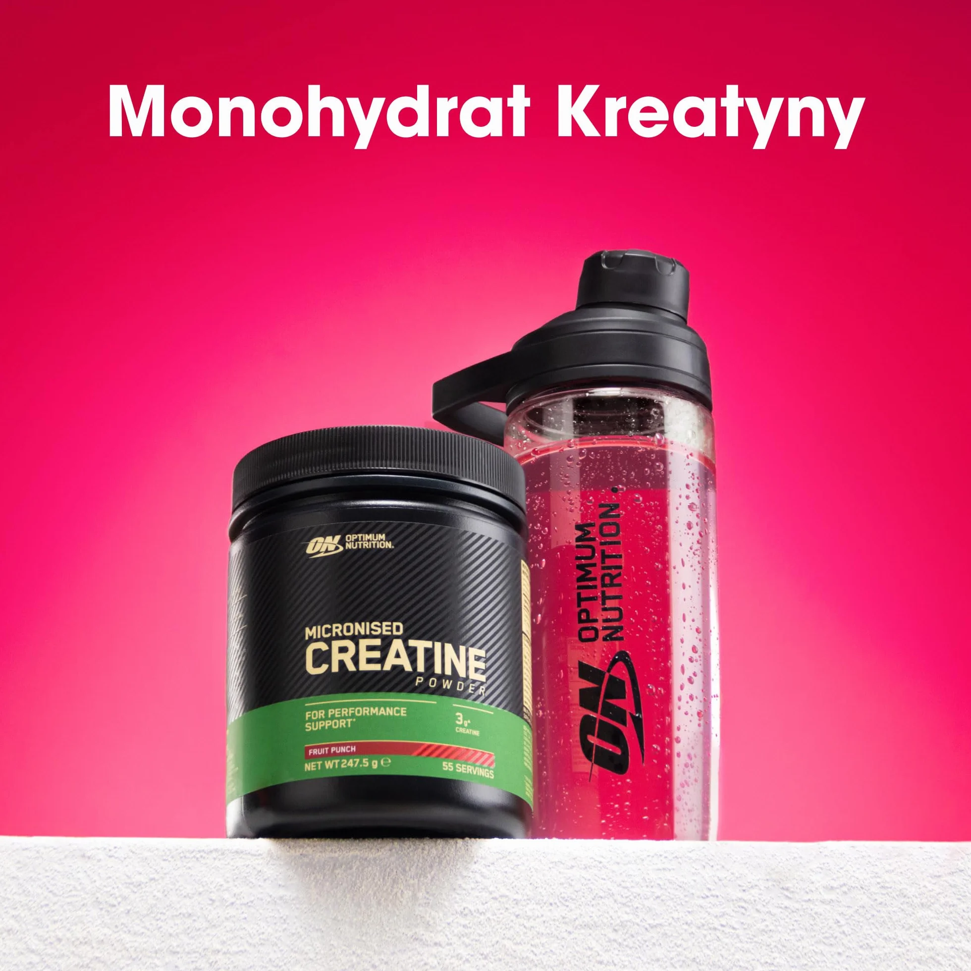 Optimum Nutrition Mikronizowana Kreatyna w Proszku, Poncz Owocowy, 247.5g, 55 Porcji