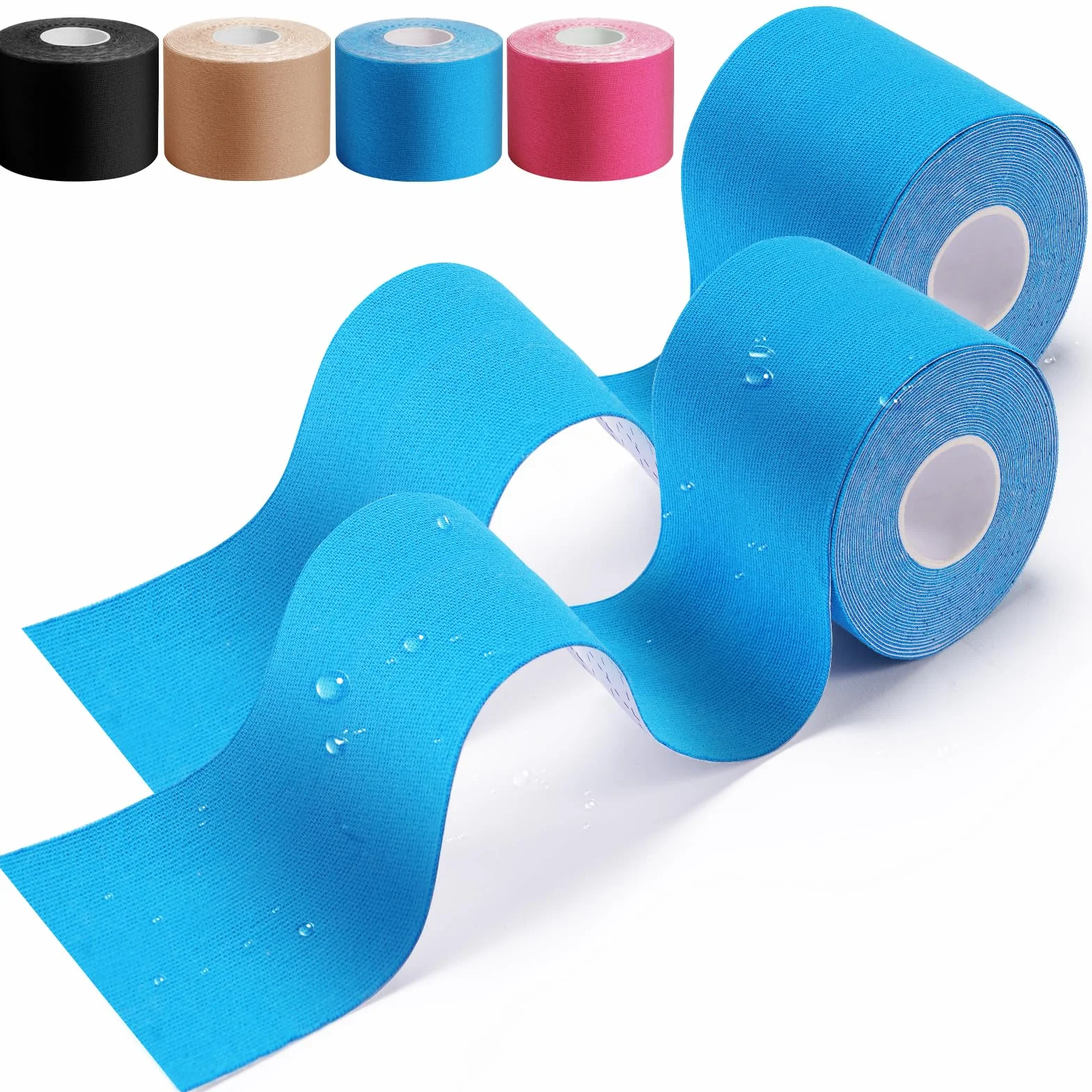 HONYAO® Taśma Kinezjologiczna 2 sztuki, Kinesiotapes(5m×5cm), taśma fizjologiczna na ramię, plecy, kolano, łokieć i szyję, taśma sportowa, przyjazna dla skóry, elastyczna i wodoodporna - niebieski