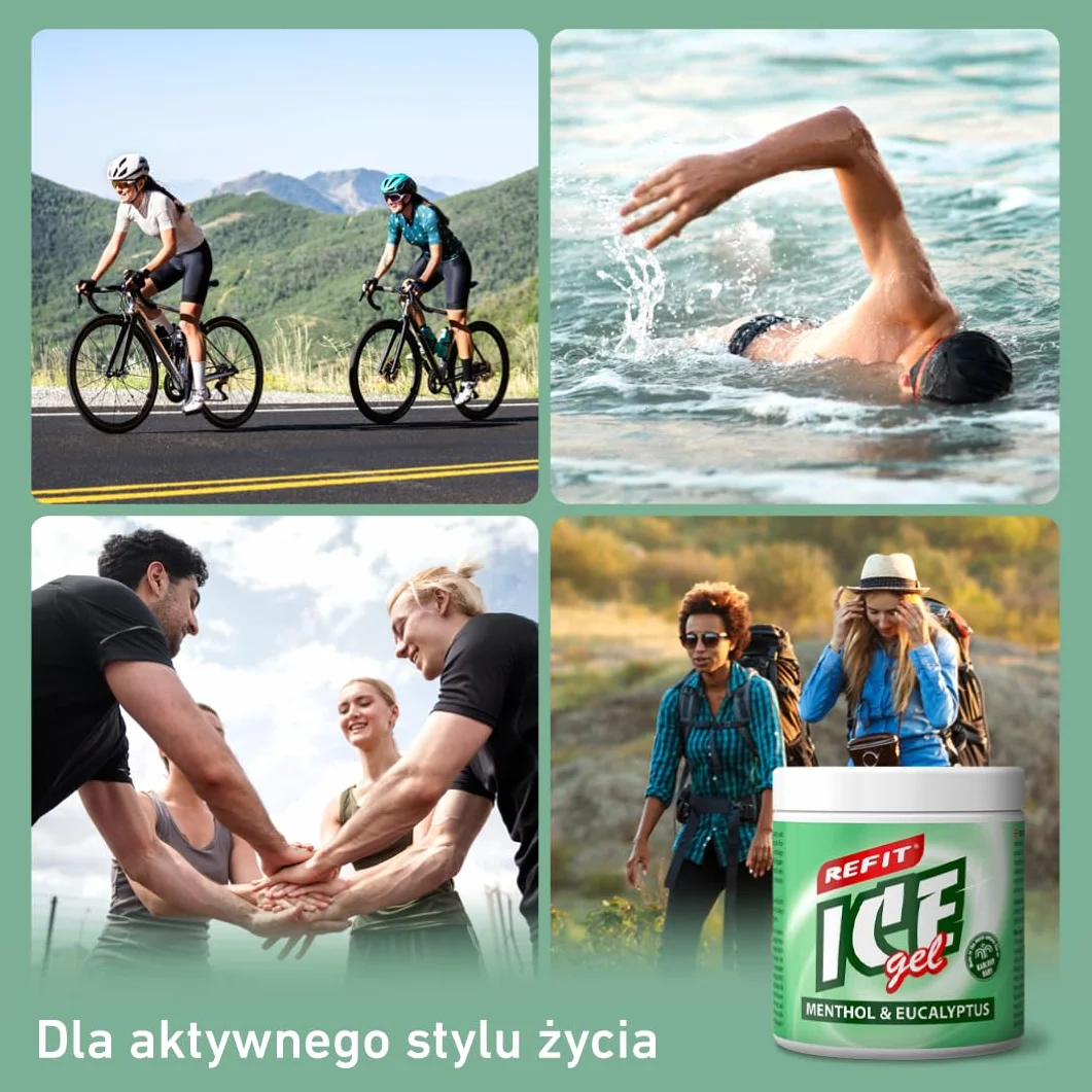 Refit Ice Gel Menthol & Eukaliptus XXL 500 ml – Extra żel przeciwbólowy - naturalna moc chłodzenia mentolu - zapach eukaliptusa - dla pleców, mięśni i stawów, maść do masażu po wysiłku fizycznym