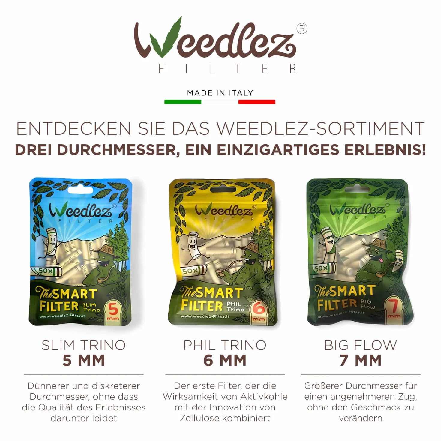 Mister Canapa, Filtry z węglem aktywnym i naturalną celulozą, 50 sztuk, średnica 5 mm