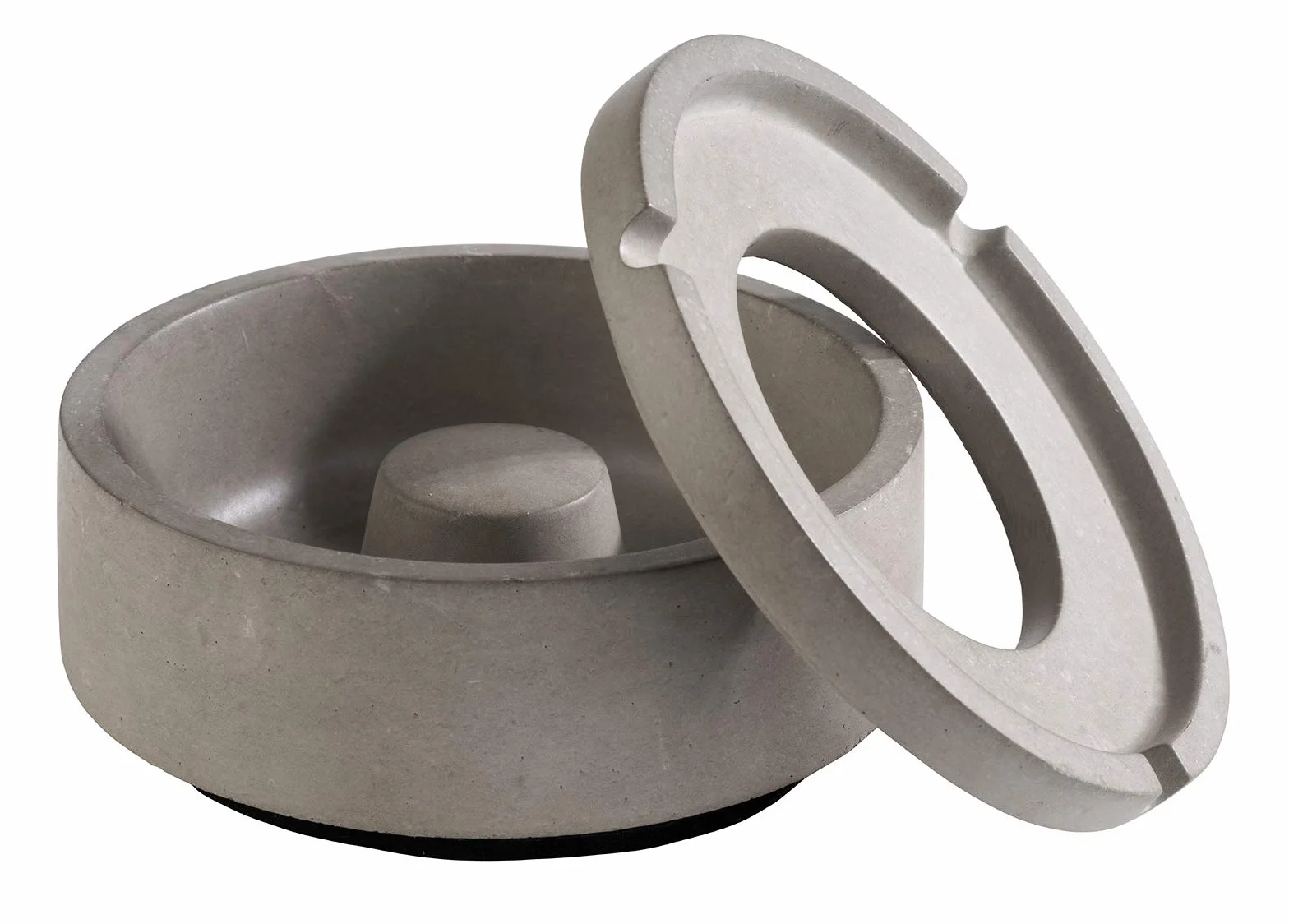 APS Popielniczka "Element" – popielniczka premium z betonu – 3 rowki na tacę na papierosy – popielniczka ze spodem chroniącym meble 10,5 x 5 cm, betonowa szara