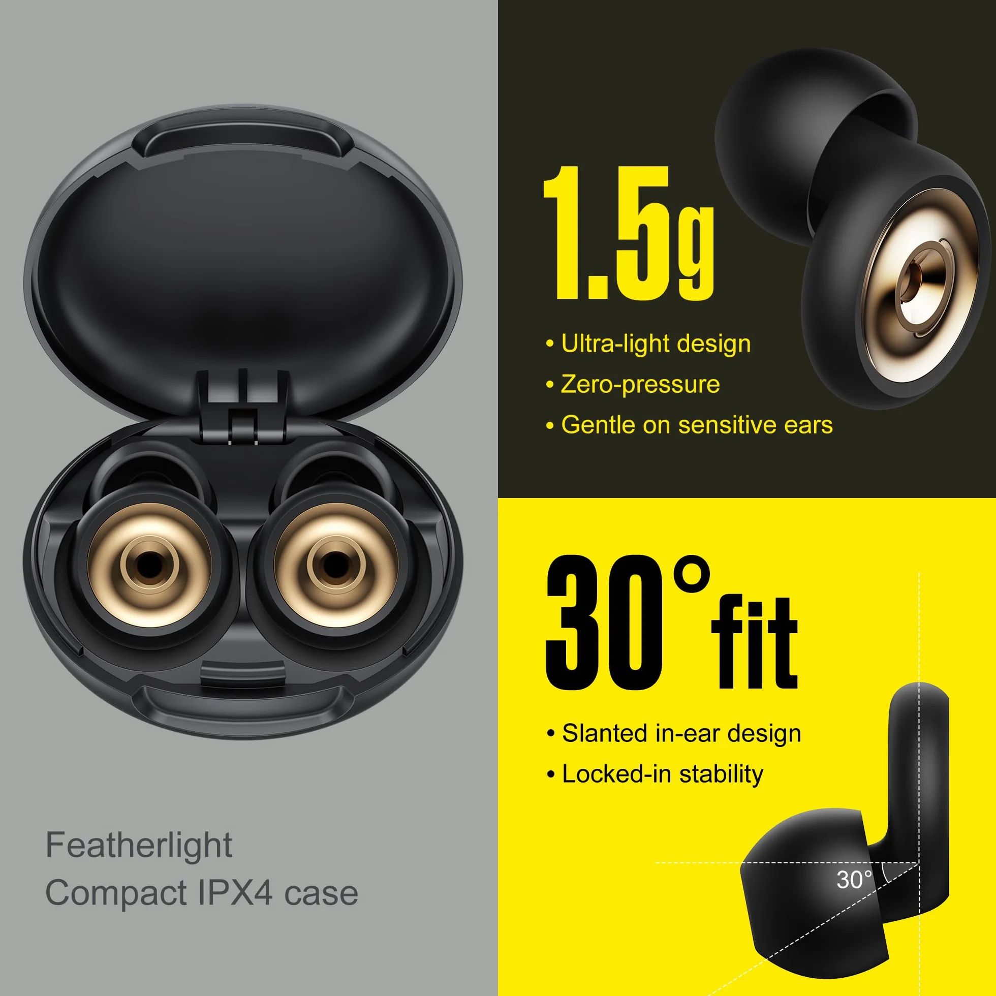 Pro-Komfort Zatyczki do Uszu z Filtrem Metalowym 46dB Redukcja Hałasu Nano-Silikon 4 Rozmiary XS-L