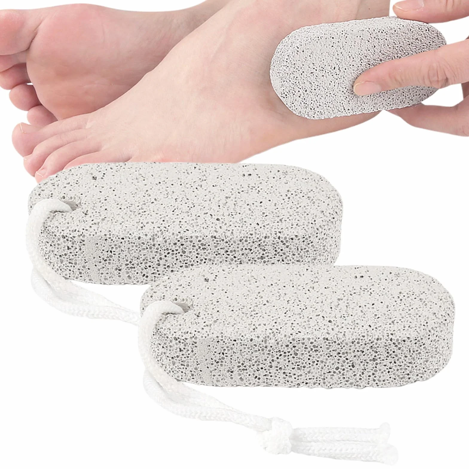 Pumeks do stóp, peeling do stóp i dłoni, 2 sztuki, naturalny, stabilny pumeks, do stóp, rąk, łokci, dla dorosłych
