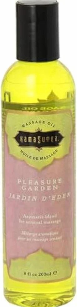 KAMA SUTRA Aromatyczny olejek do masażu Pleasure Garden – 236 ml – bogata mieszanka olejków eterycznych – łączy różę, jaśmin i drzewo sandałowe, olejek do masażu ciała, romantyczny, relaksujący,