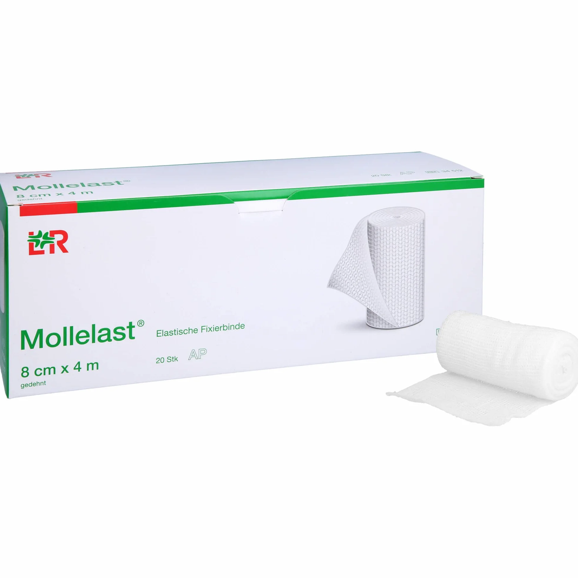 Mollelast elastyczna opaska mocująca 8 cm x 4 m, 20 szt. wiązania