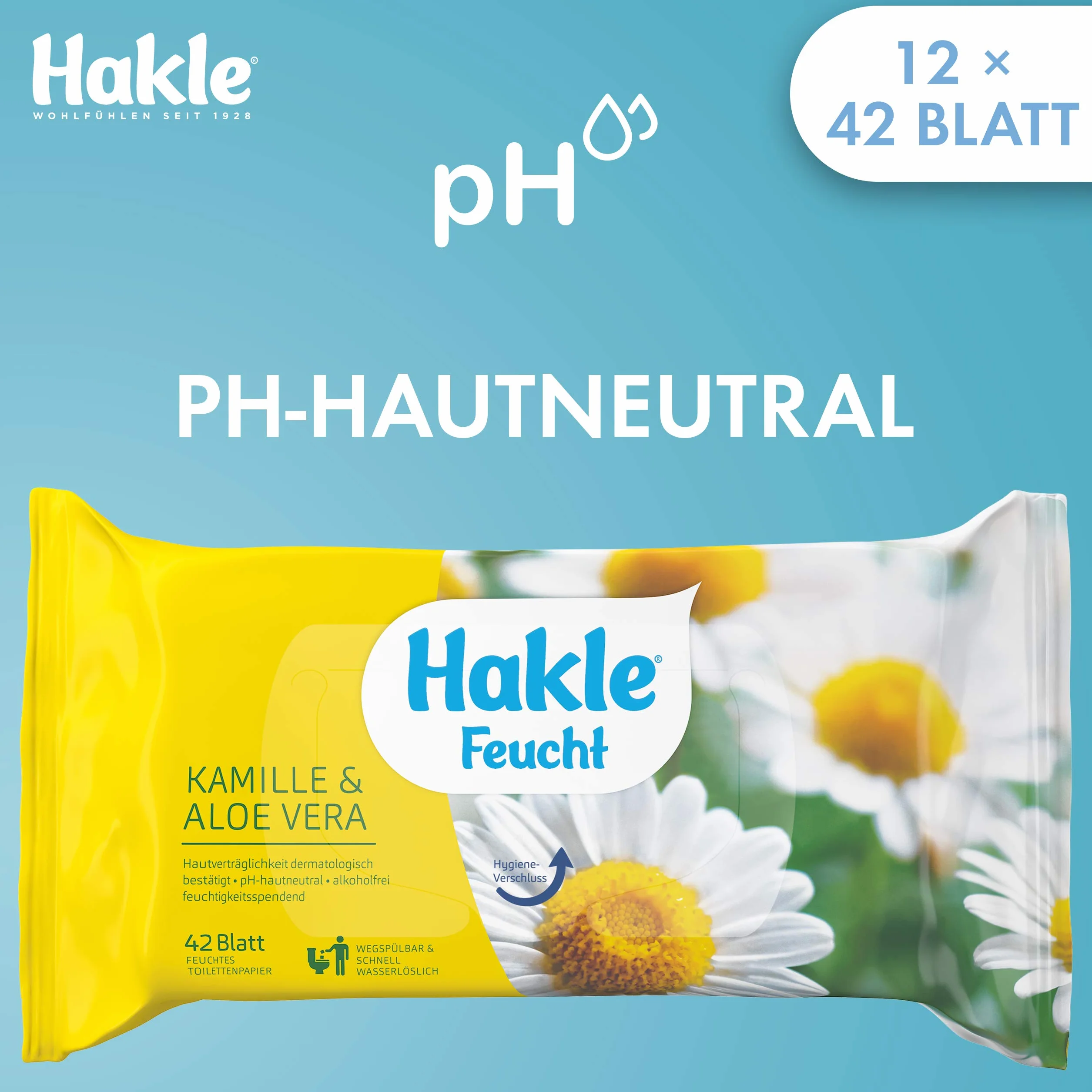 Hakle Wilgotny papier toaletowy rumianek i aloes 12 opakowań
