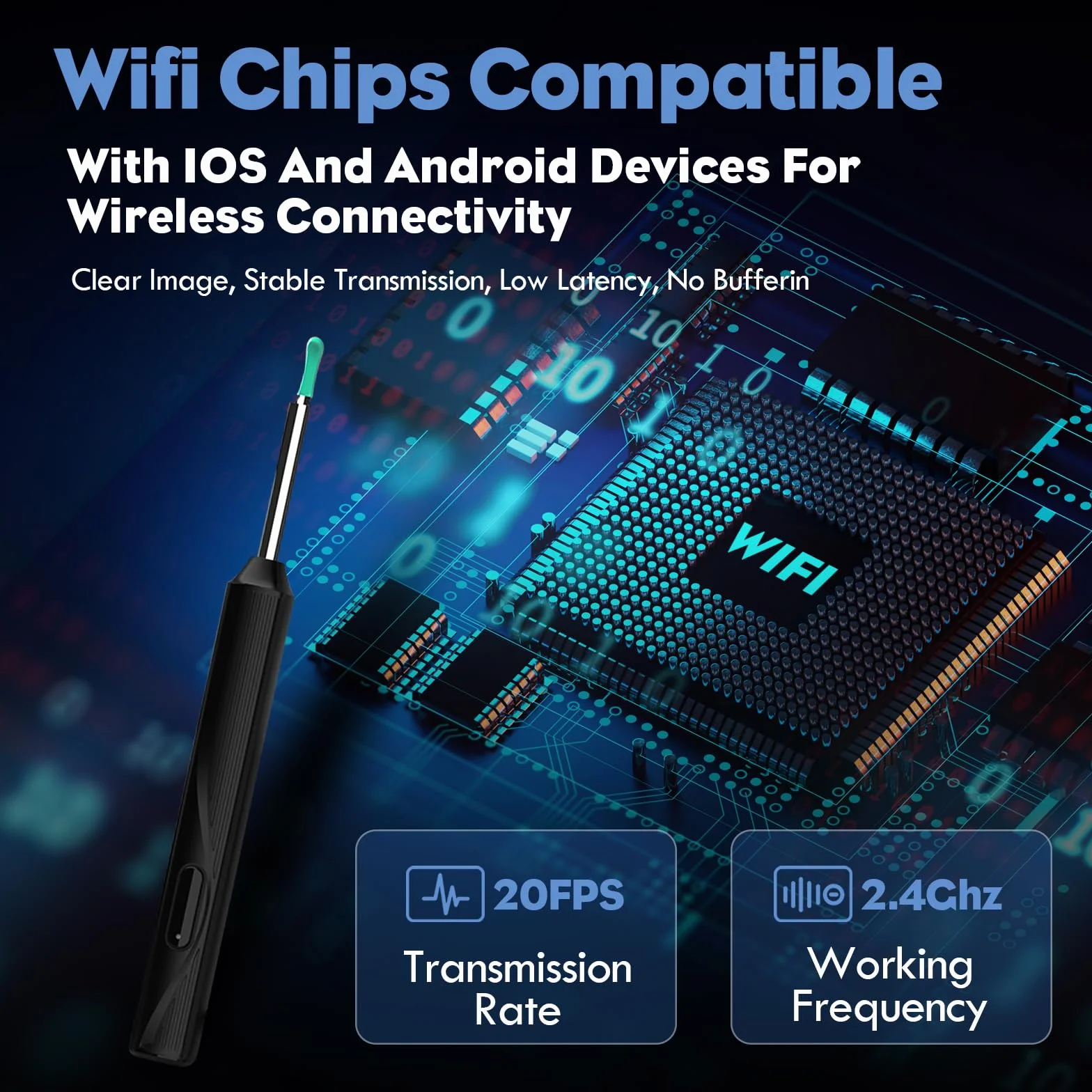 Otoskop Czyszczenie ucha 1080P HD, 3.5mm Otoskop do usuwania woskowiny z uszu, WIFI Endoskop do Usuwania Woskowiny, wodoodporne otoskop z 6 diodami LED do telefonów iPad, iOS, Android Smartphones