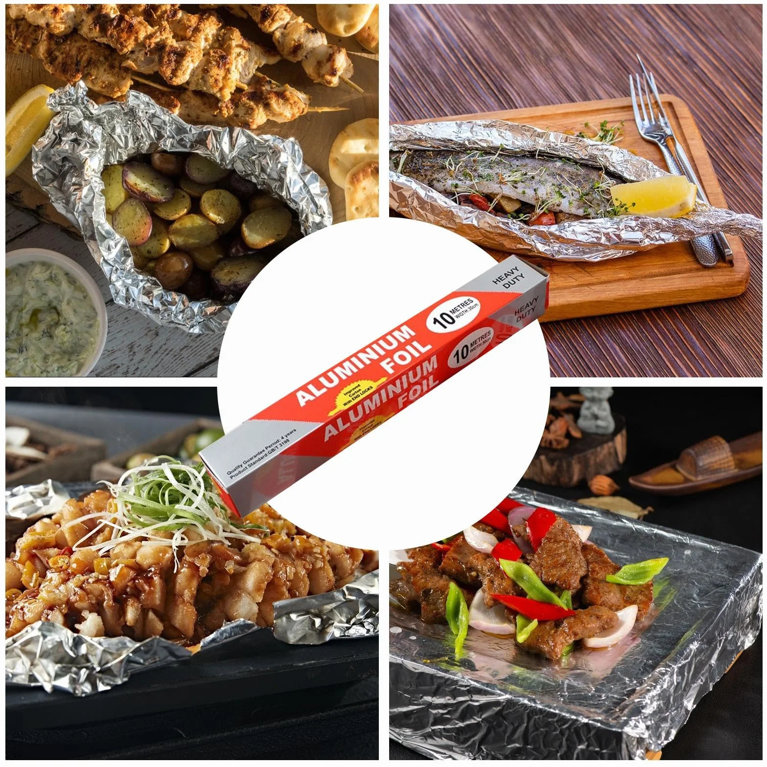 Heavy-duty Aluminum Foil Roll with Cutter, Non-stick Food Safe Kitchen Wrap for Leftovers