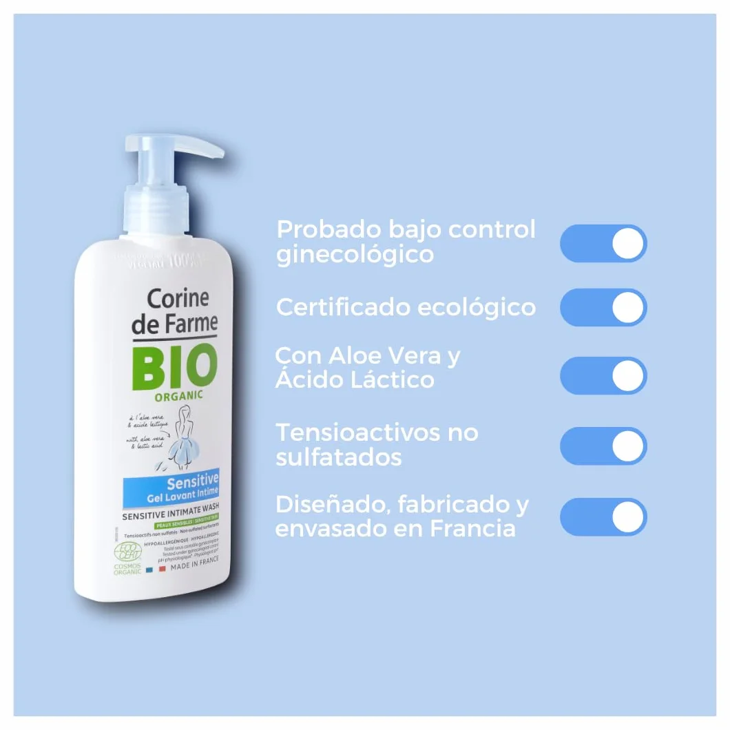 CORINE DE FARME Organic Sensitive Bio Organiczny żel INTIMA Wrażliwy 250 ml, czarny, Negro, jeden rozmiar