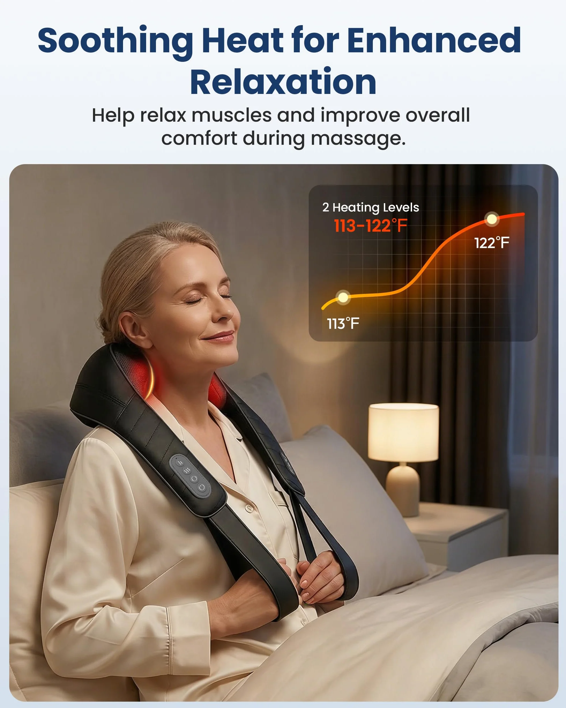 COMFIER Bezprzewodowy masażer Shiatsu 4D z ciepłem na kark, plecy, ramiona